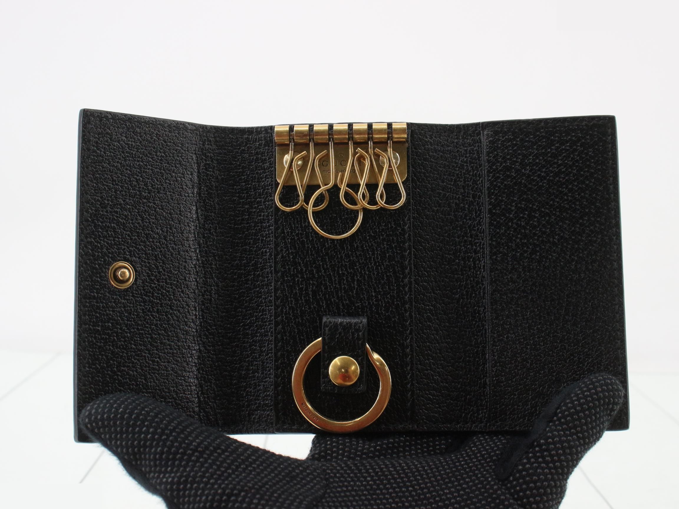 Petite Marmont Leather 6-Key Case, Black, with Key Ring — view 4