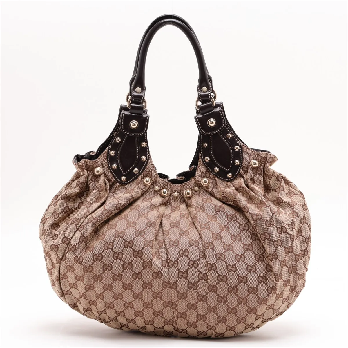 GG Canvas x Leather Tote Bag Brown 203624 — view 2