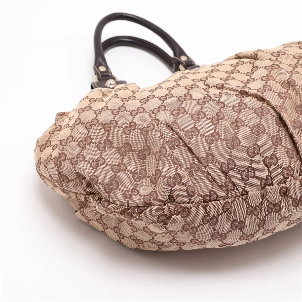 GG Canvas x Leather Tote Bag Brown 203624 — view 4