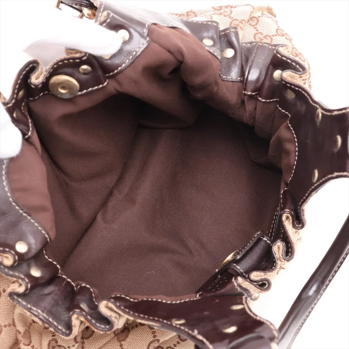 GG Canvas x Leather Tote Bag Brown 203624 — view 7
