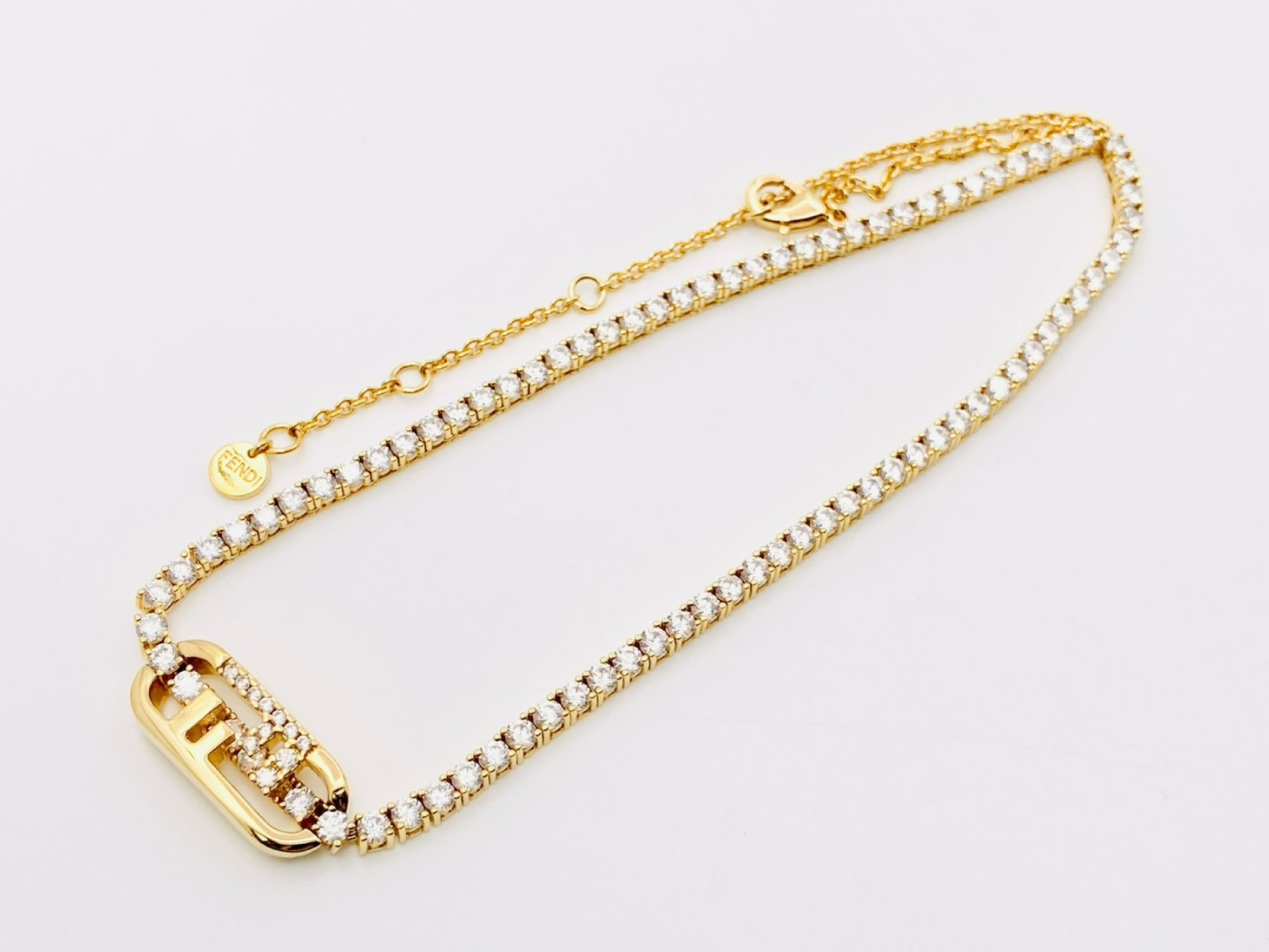 Auroch FF Logo Rhinestone Necklace Gold Necklace — view 3