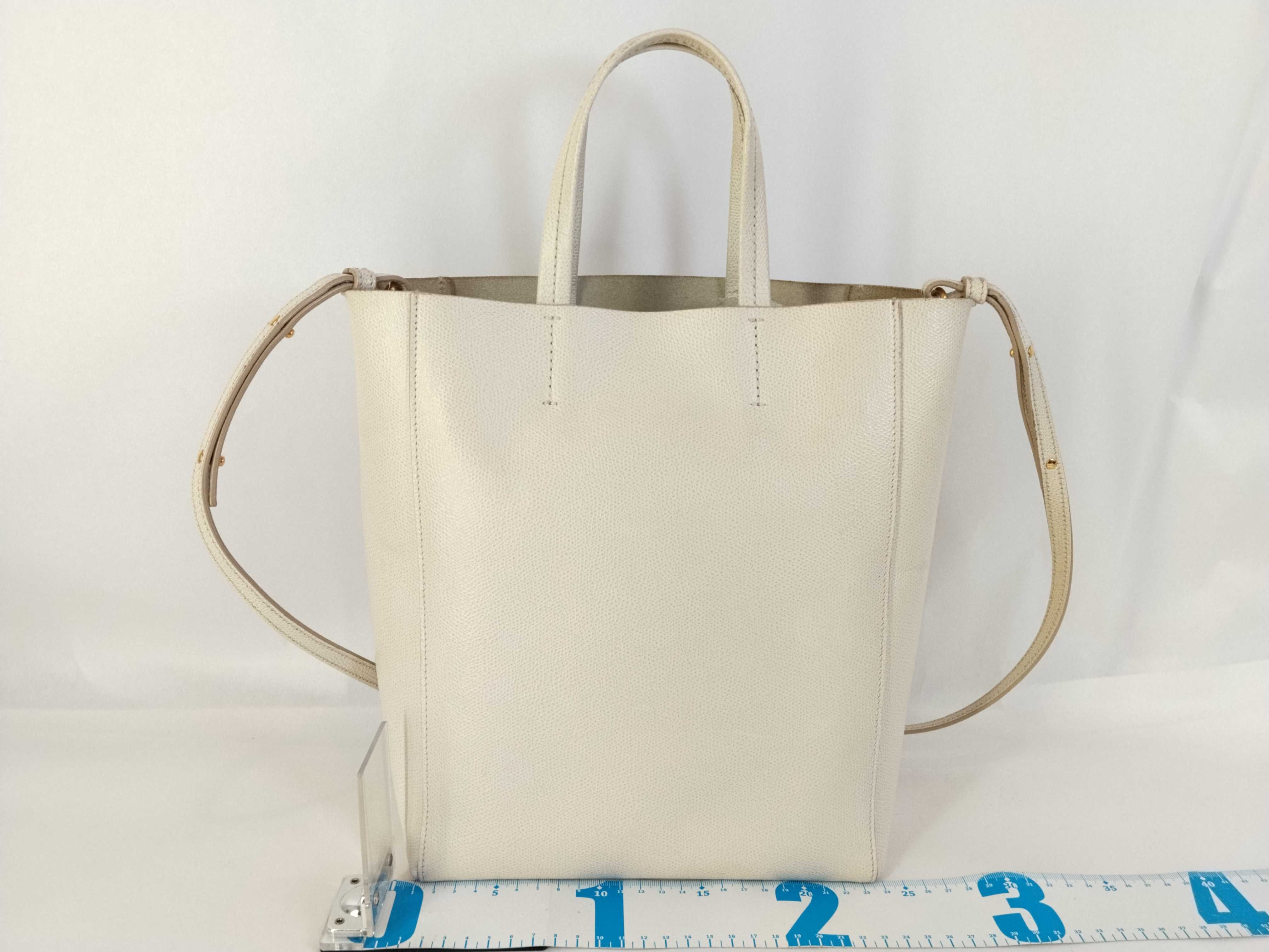 Vertical Cabas Small Leather 2-Way Tote Bag White Tote Bag — view 2