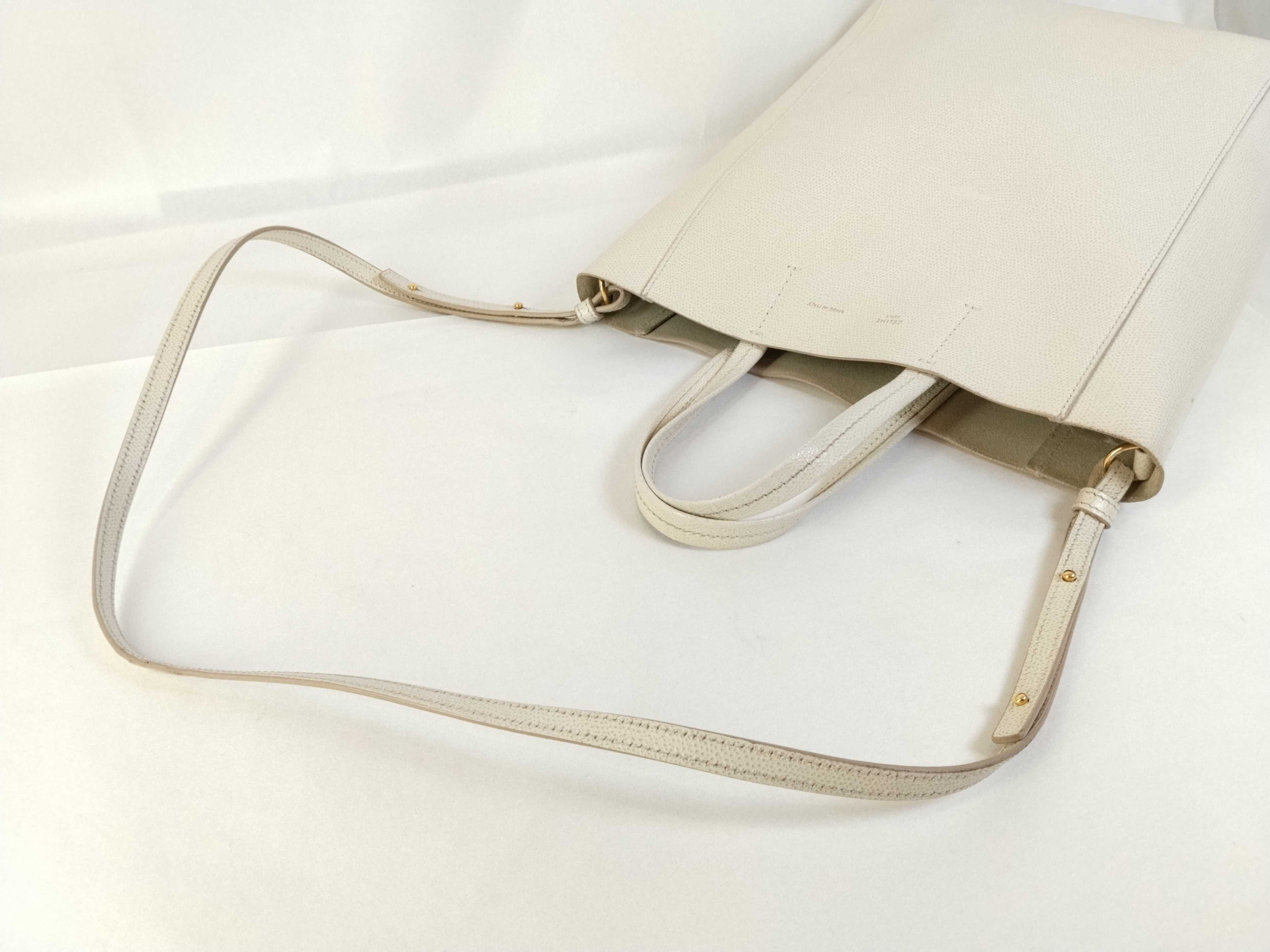 Vertical Cabas Small Leather 2-Way Tote Bag White Tote Bag — view 3