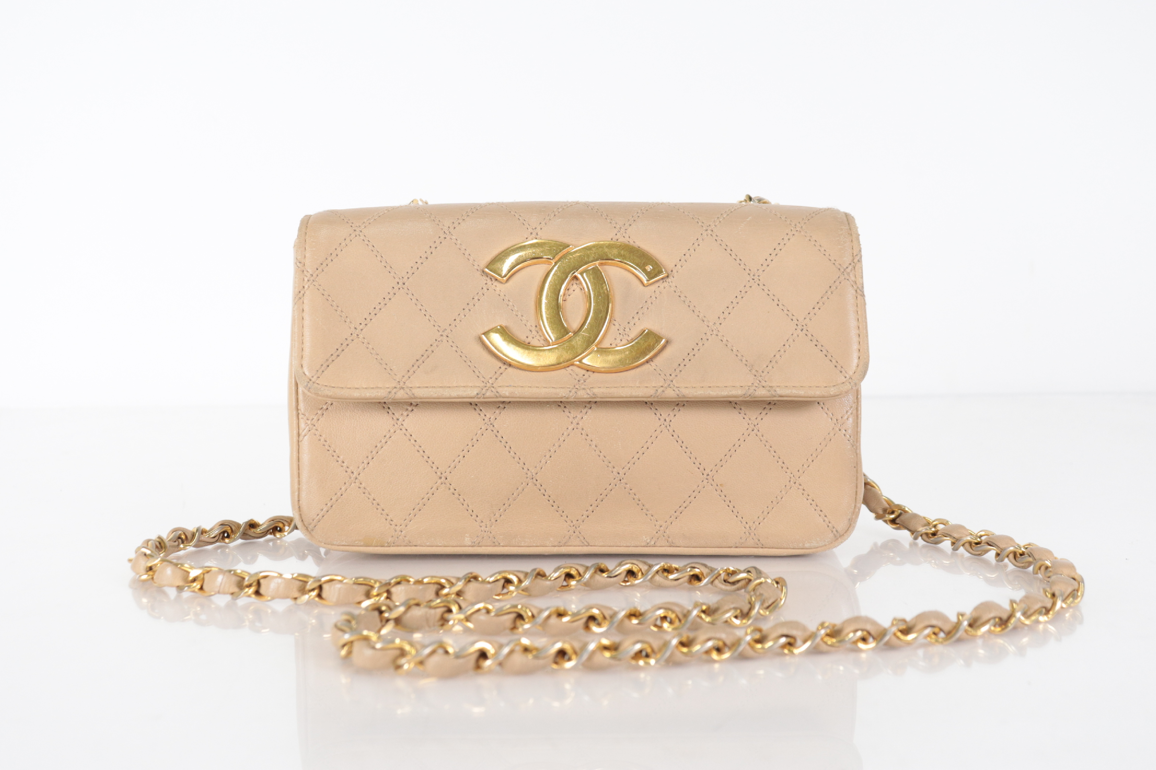 Bicolore Lambskin Coco Mark Chain Shoulder Bag, Beige, Series 1 — view 2