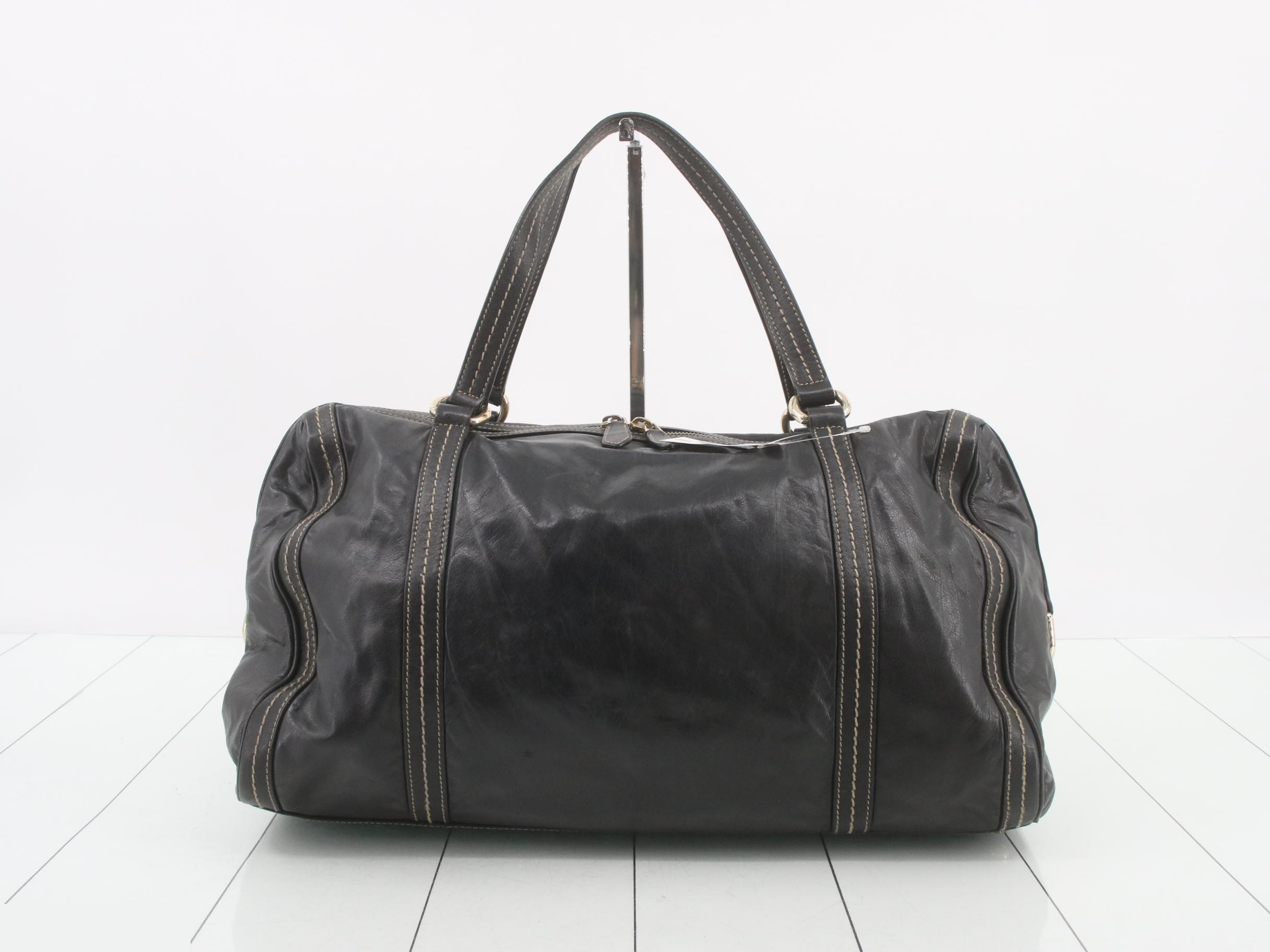 Hysteria Ribbon All-Leather Tote Bag/Boston Bag - Black — view 2