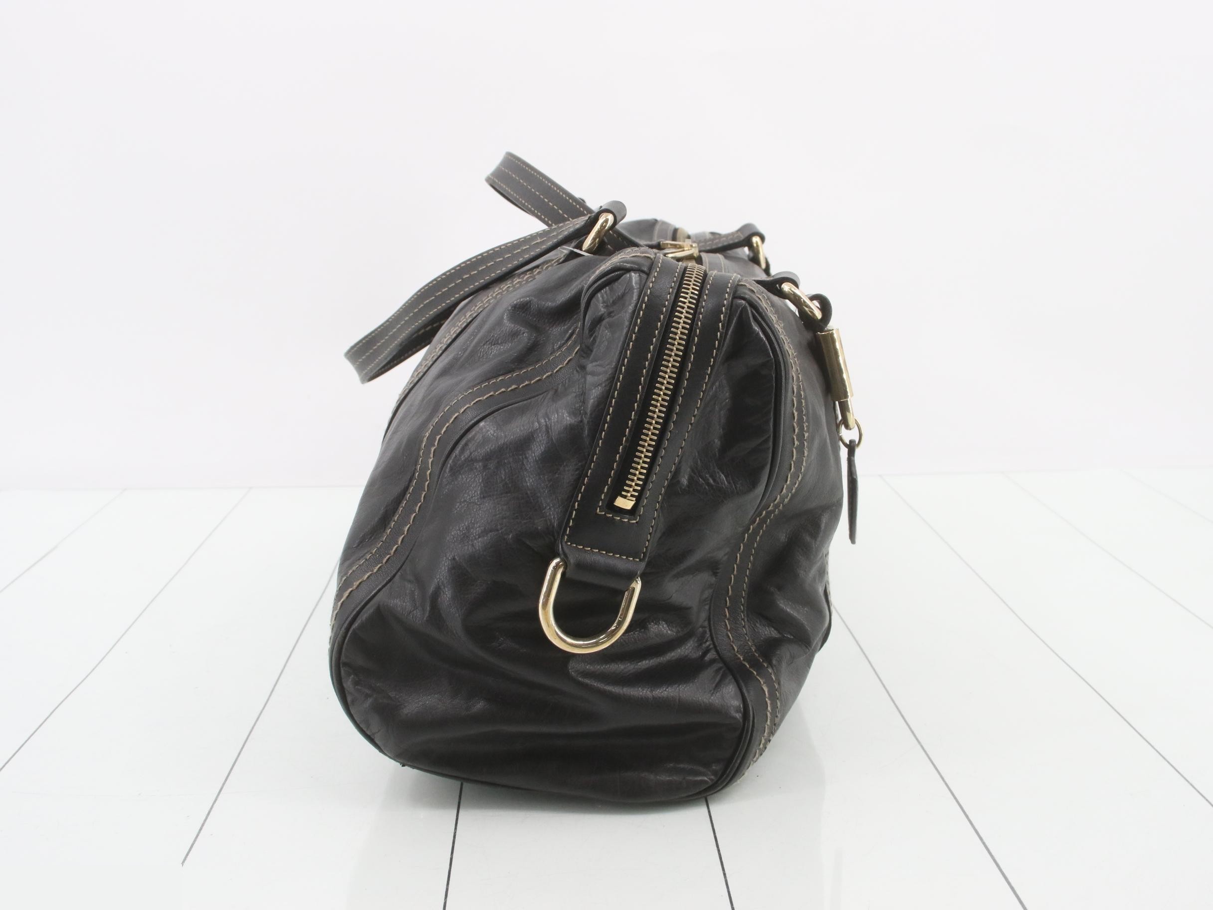 Hysteria Ribbon All-Leather Tote Bag/Boston Bag - Black — view 4