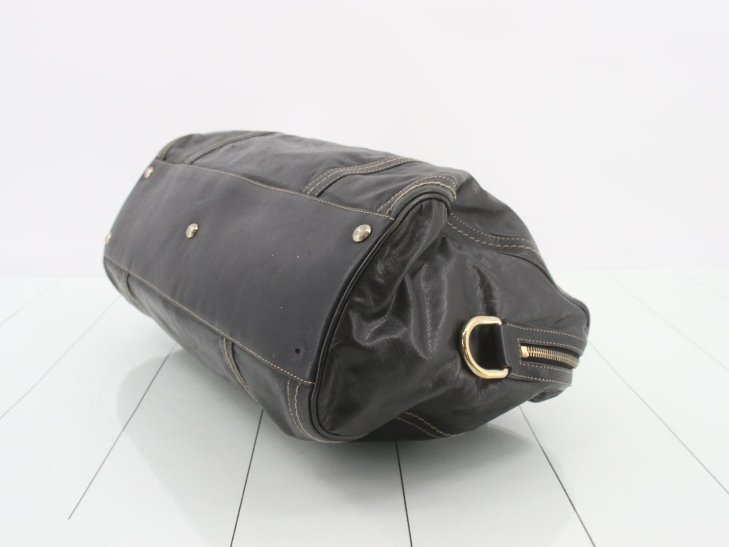 Hysteria Ribbon All-Leather Tote Bag/Boston Bag - Black — view 6