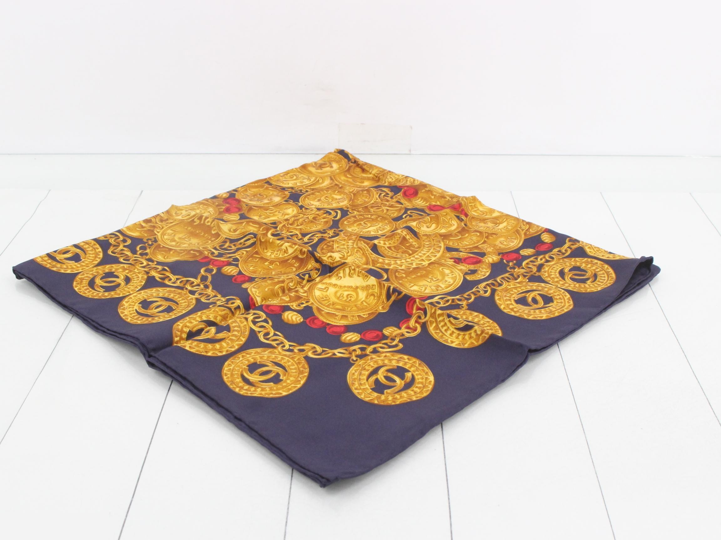 Vintage large silk scarf with Coco Mark logo, tag and case included. — view 2