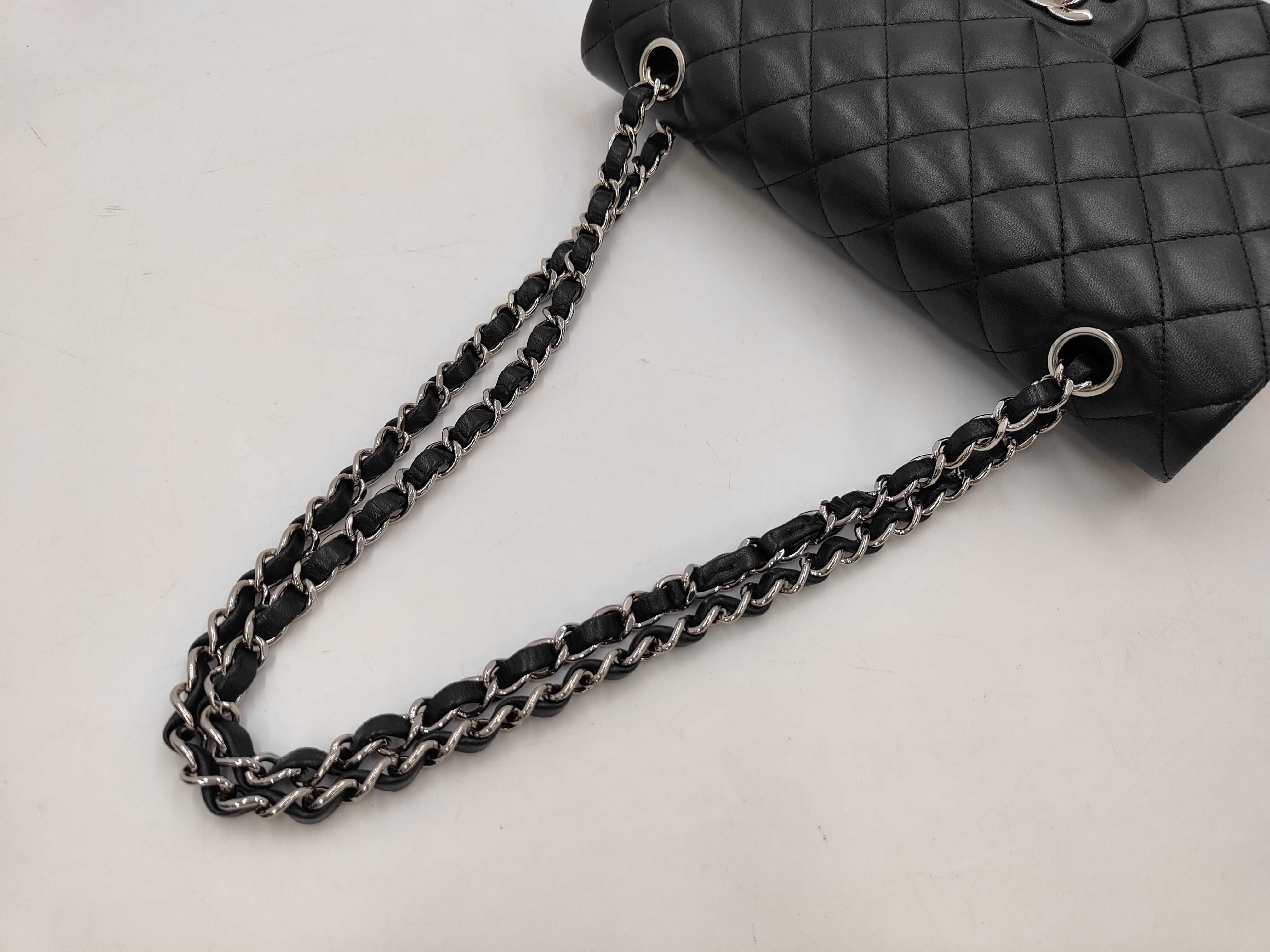 Matelassé 25 Lambskin Black Silver Hardware Double Flap Bag (Serial Number 25) — view 6