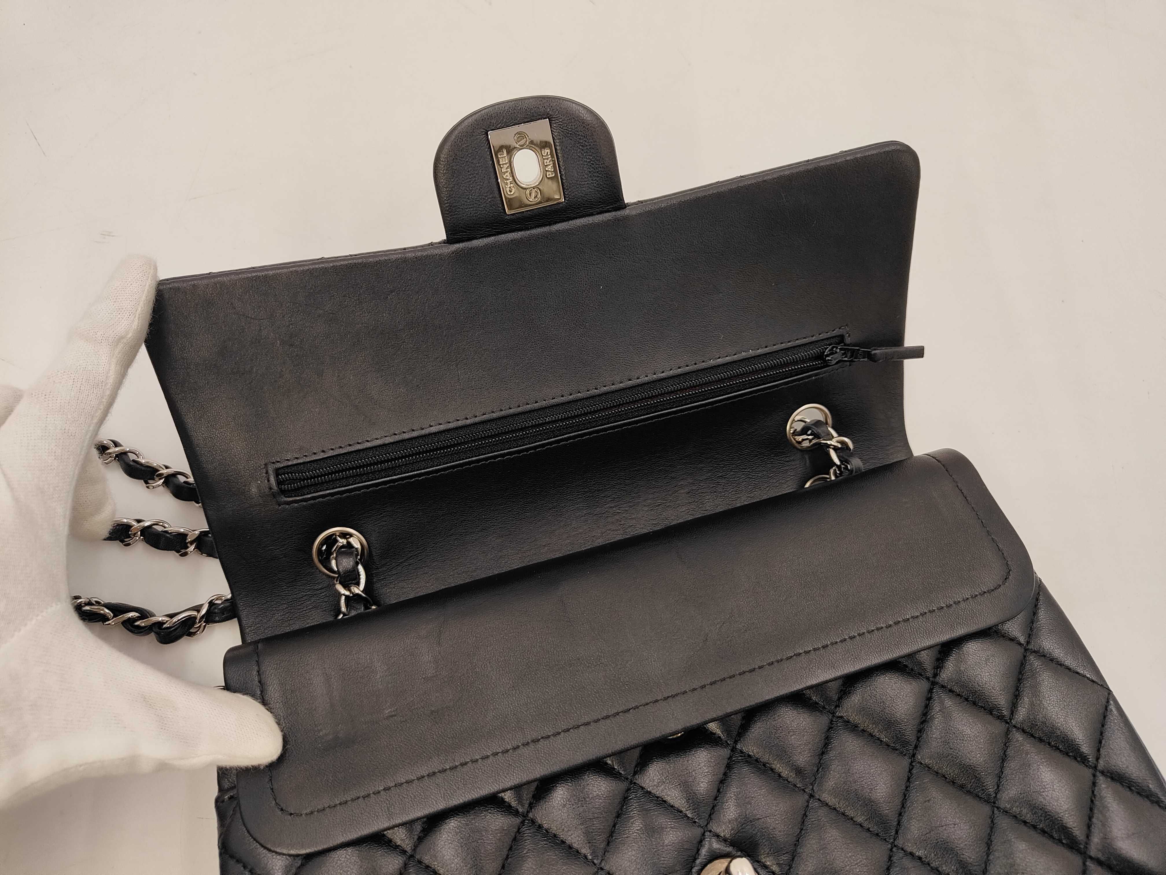 Matelassé 25 Lambskin Black Silver Hardware Double Flap Bag (Serial Number 25) — view 8