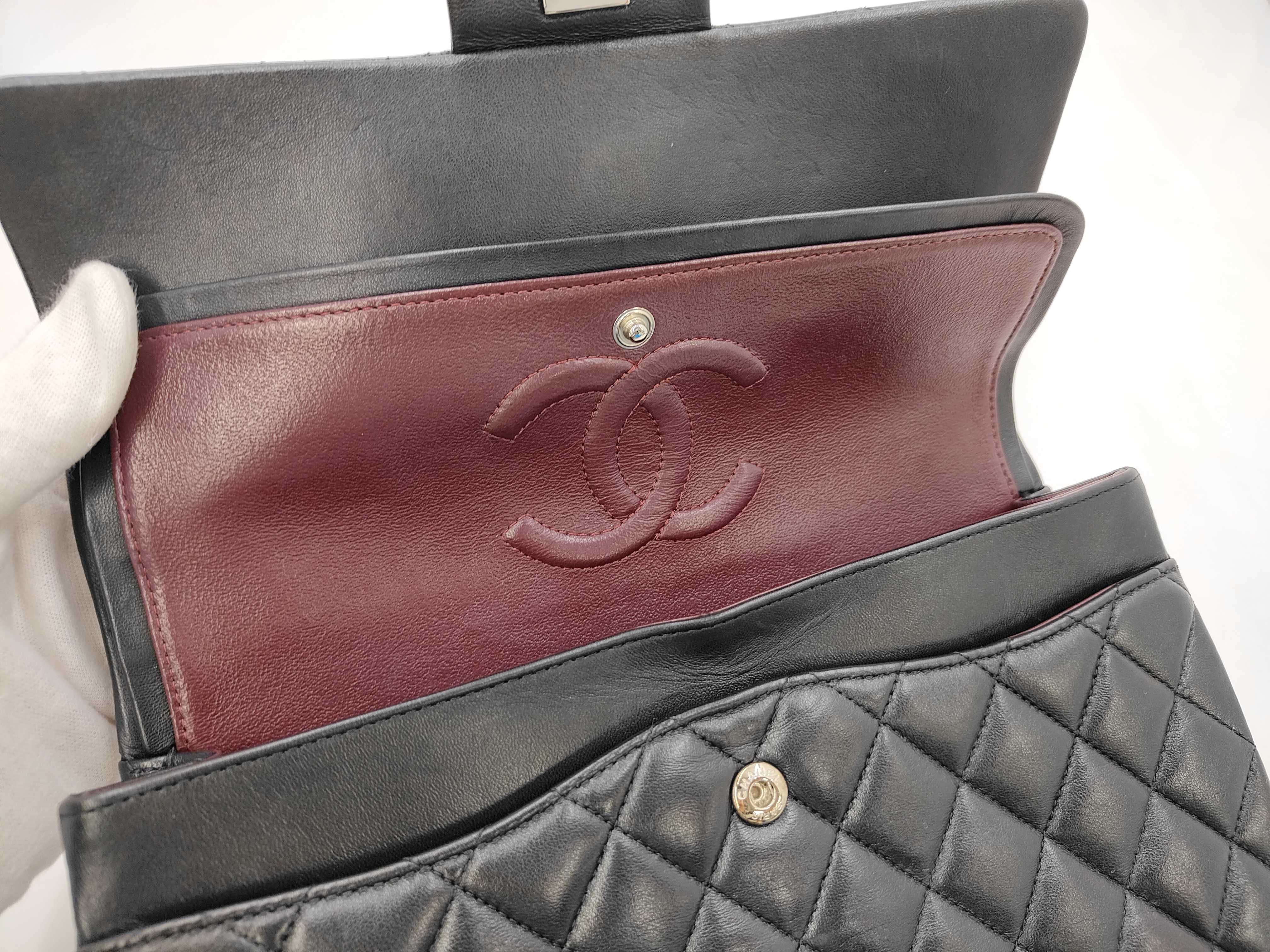 Matelassé 25 Lambskin Black Silver Hardware Double Flap Bag (Serial Number 25) — view 9