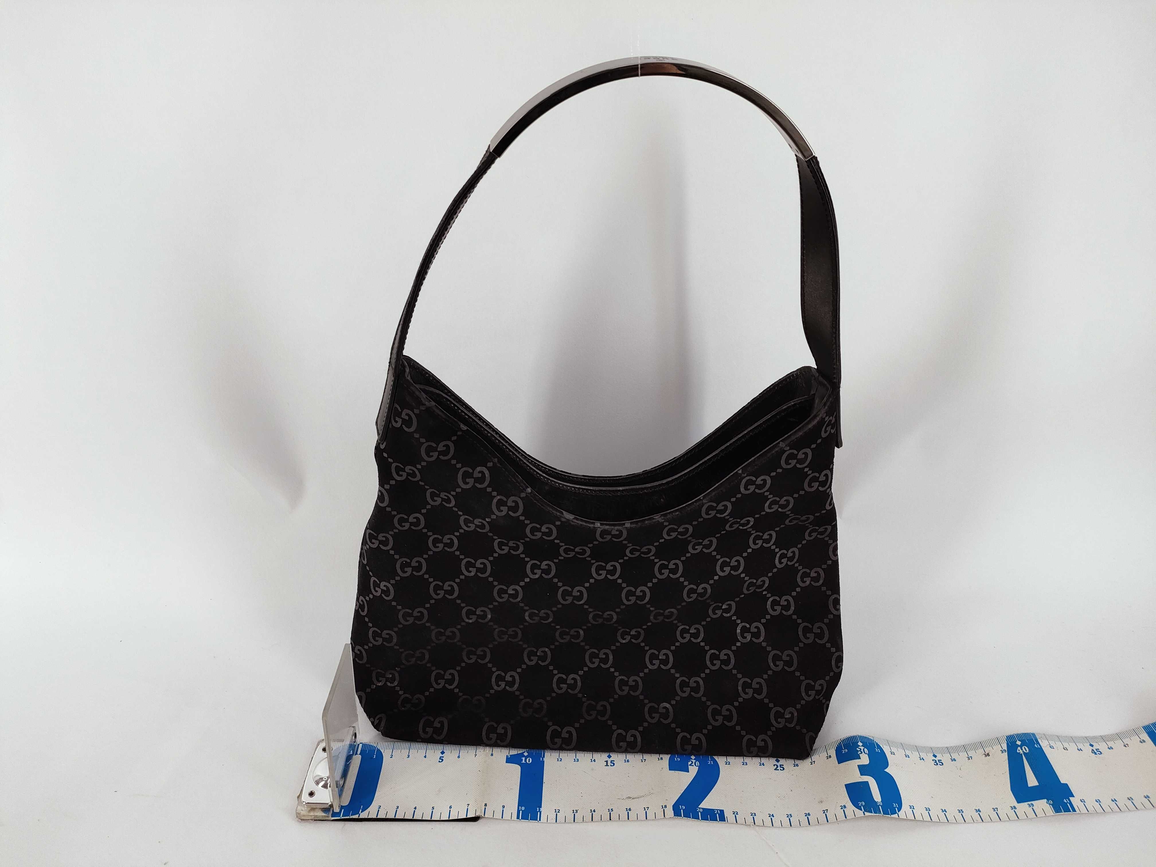 GG Suede Shoulder Bag with Metal Handle — view 2