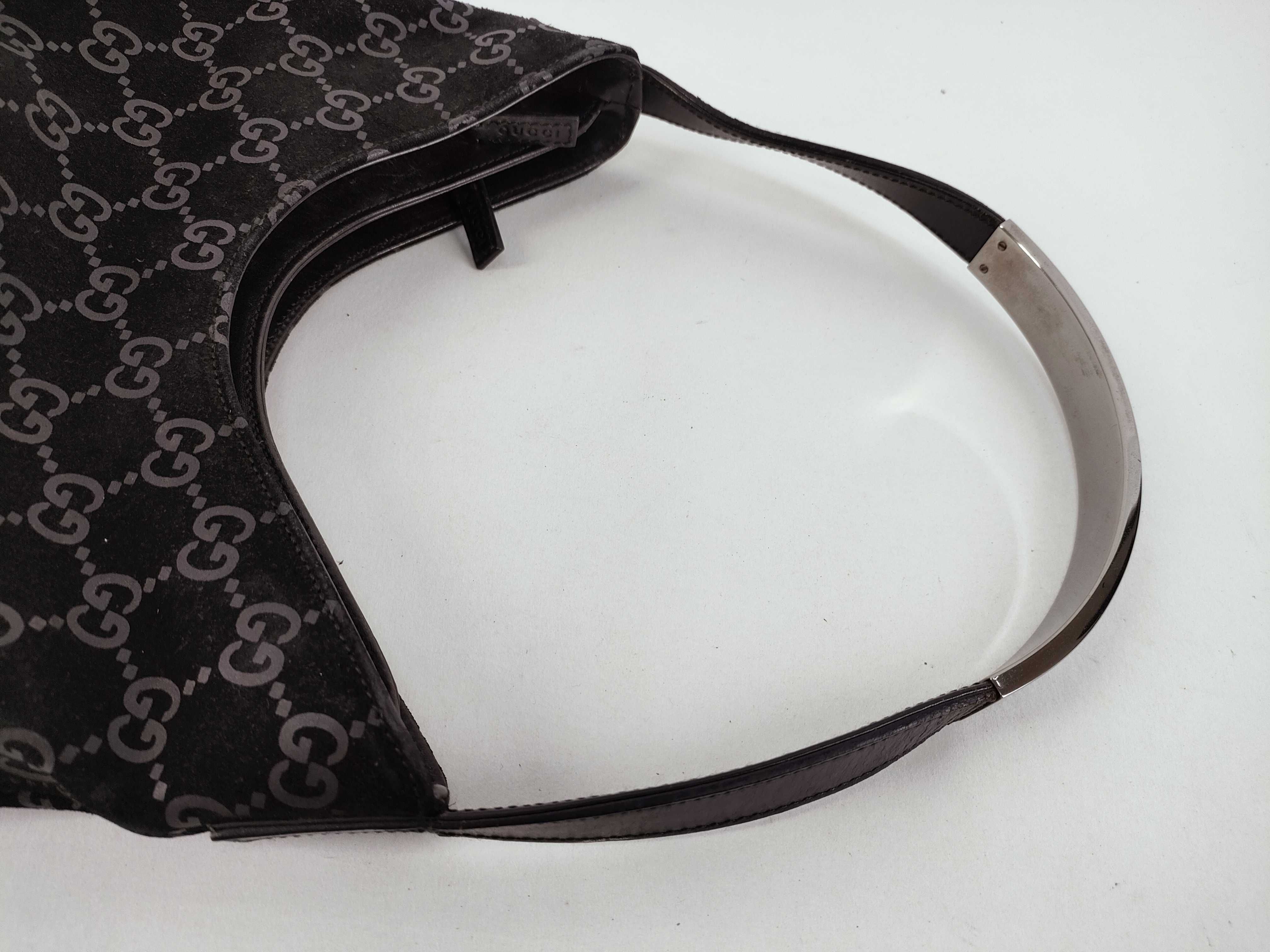 GG Suede Shoulder Bag with Metal Handle — view 3