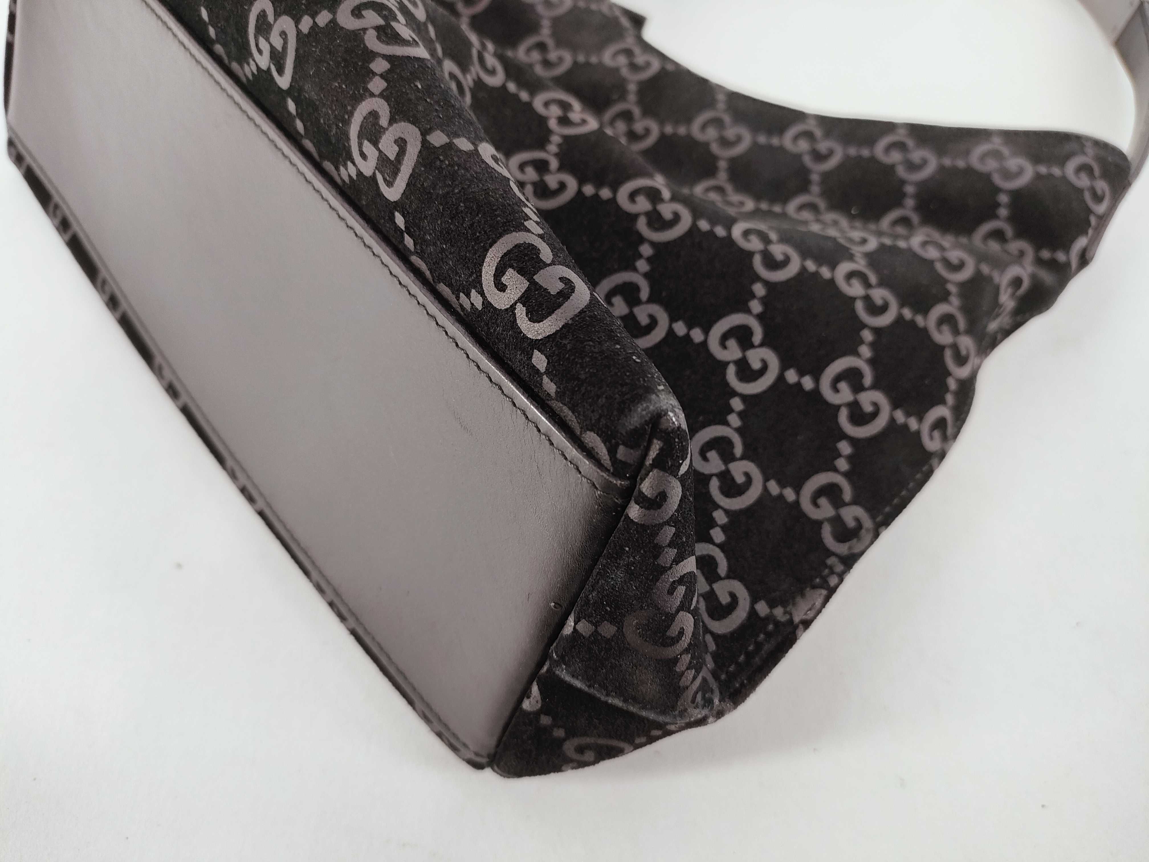 GG Suede Shoulder Bag with Metal Handle — view 6