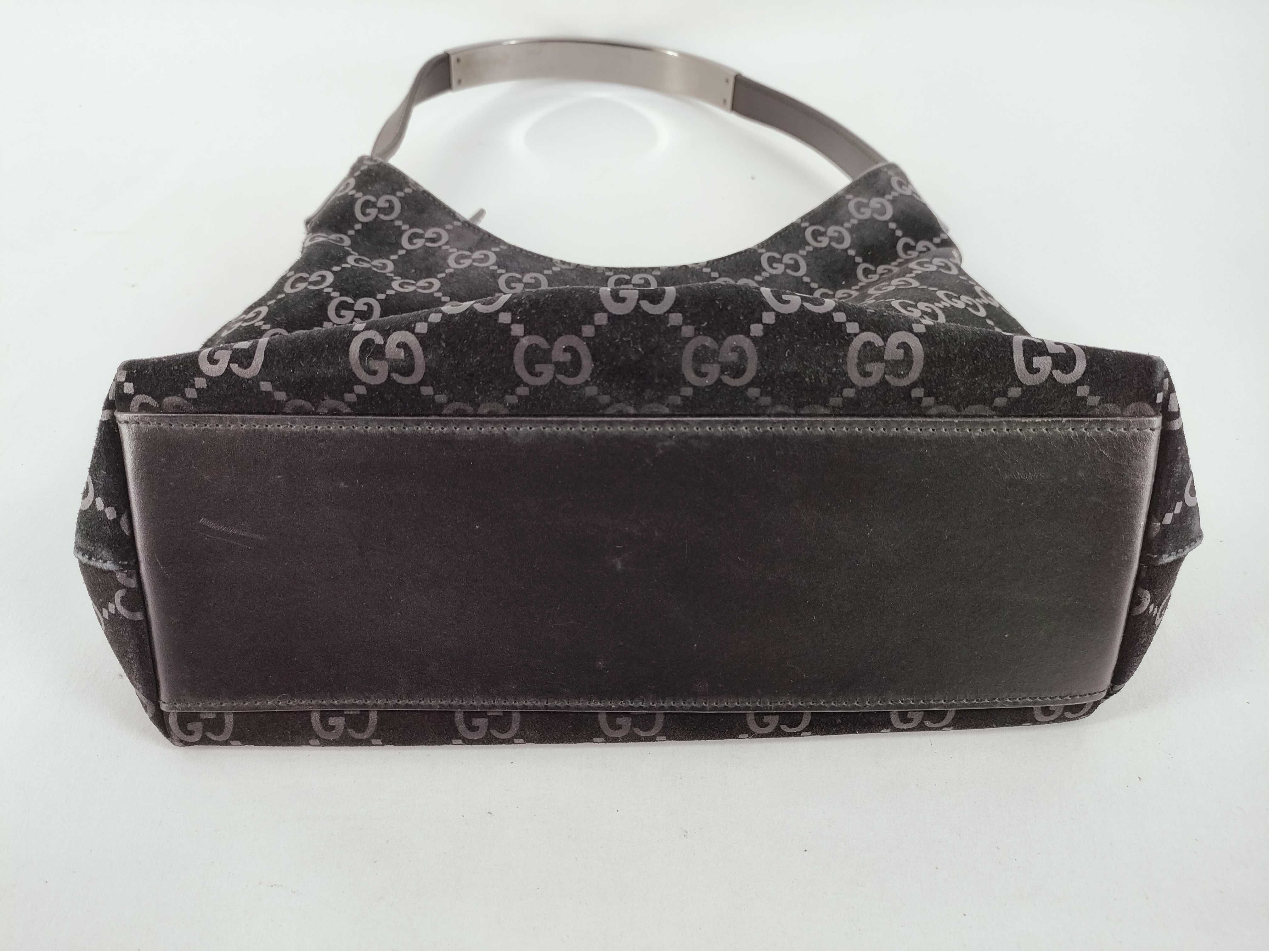 GG Suede Shoulder Bag with Metal Handle — view 7