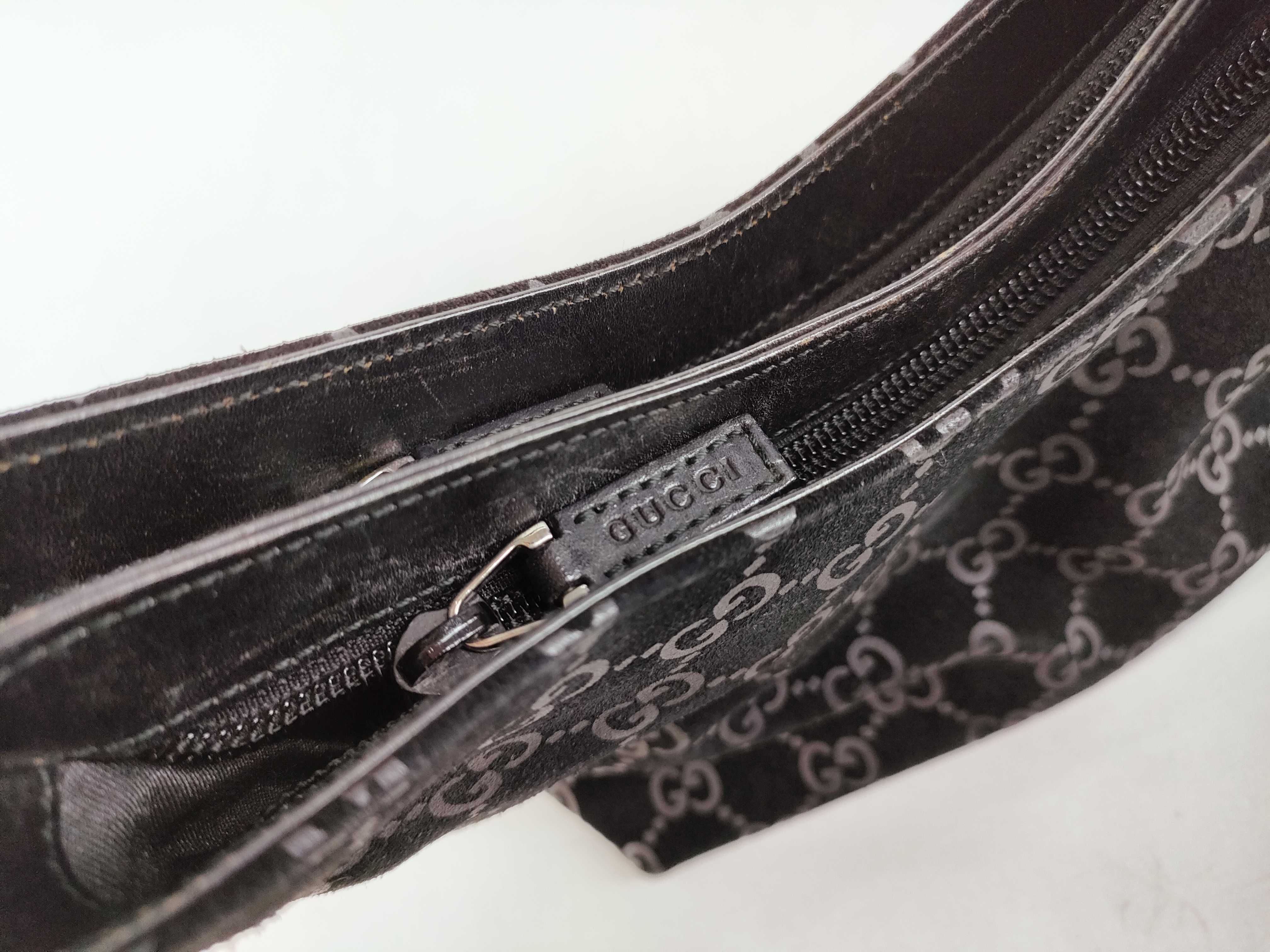 GG Suede Shoulder Bag with Metal Handle — view 8