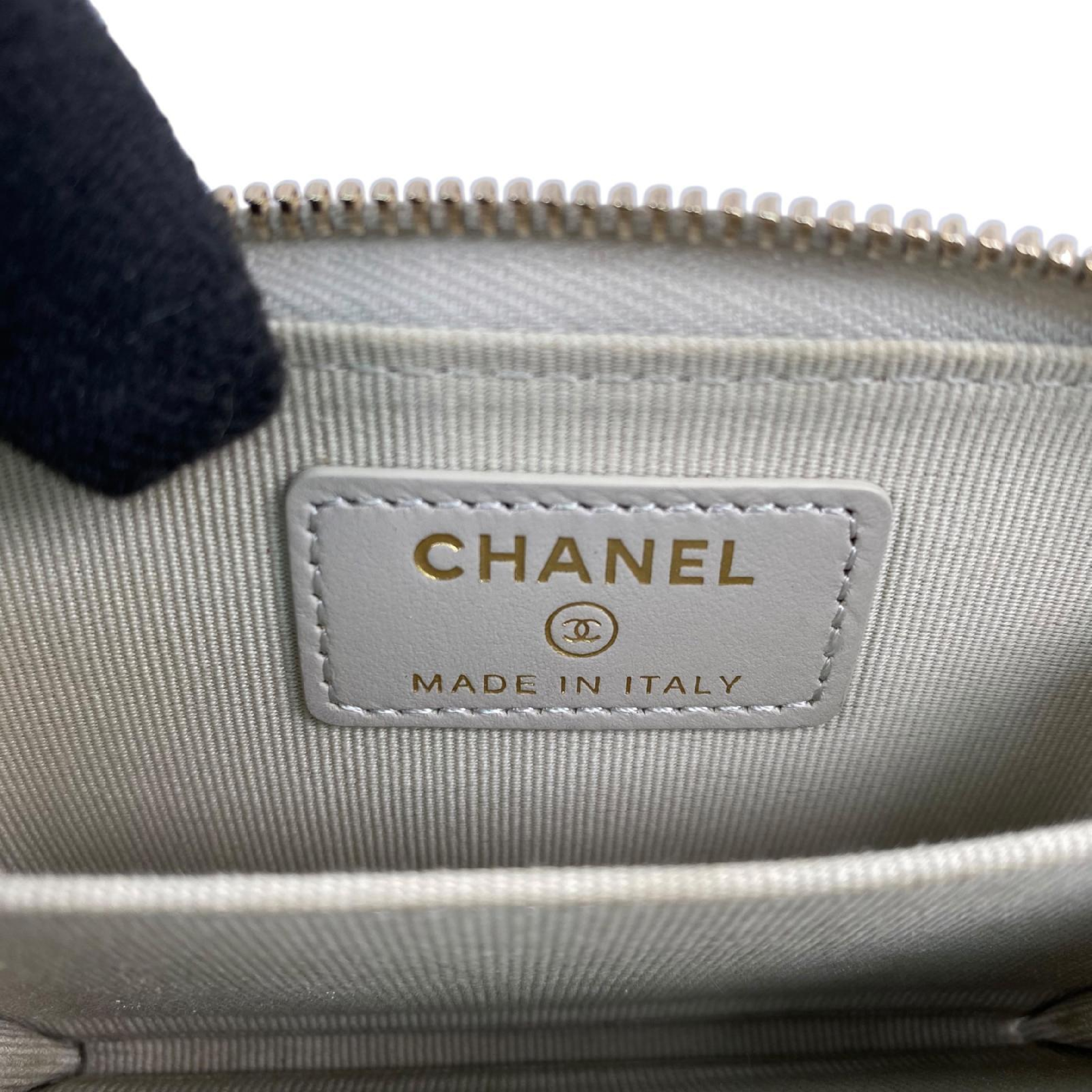 【*Shipped from: Hong Kong*】CHANEL ( ) Light Gray Caviar Skin Coin Case — view 12