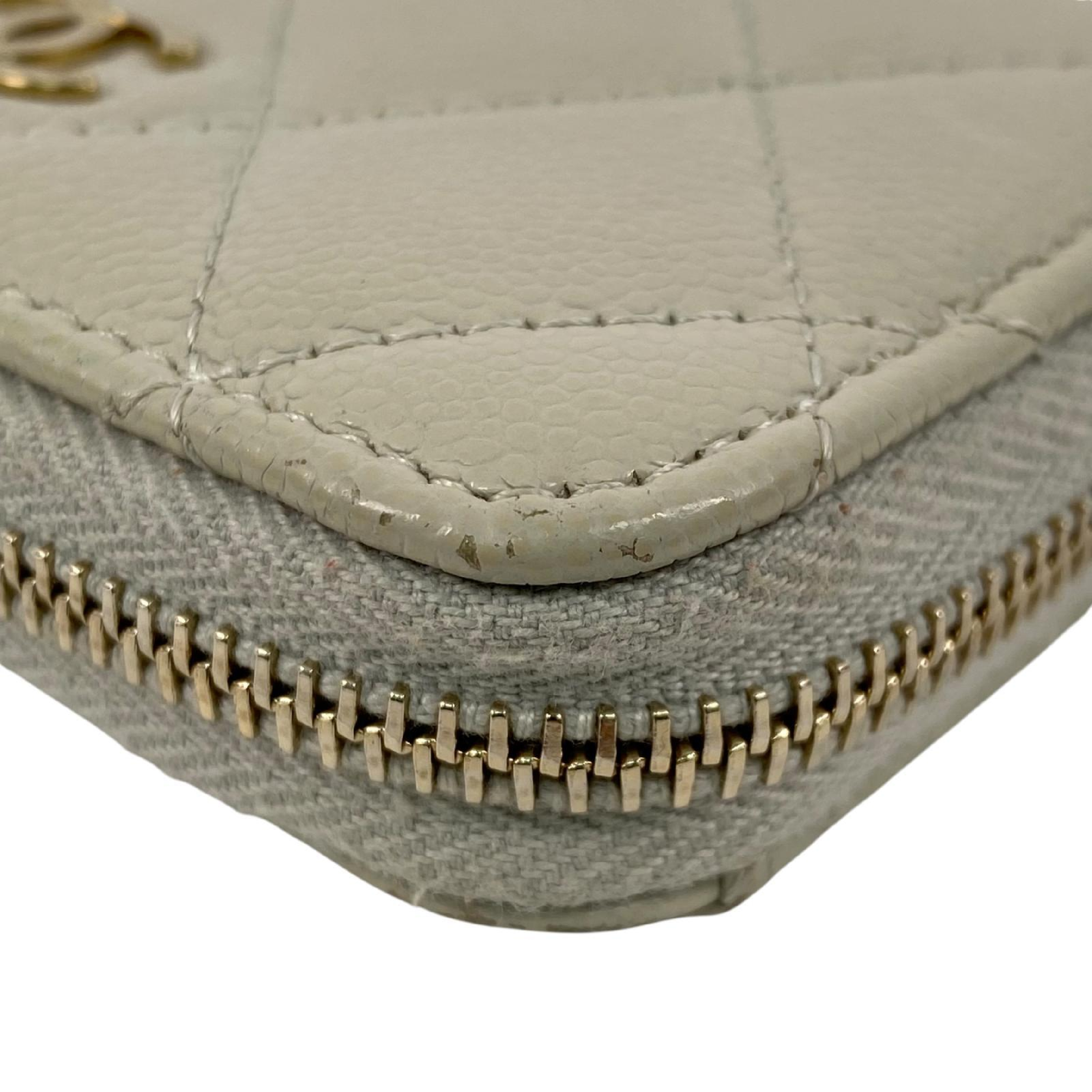 【*Shipped from: Hong Kong*】CHANEL ( ) Light Gray Caviar Skin Coin Case — view 9