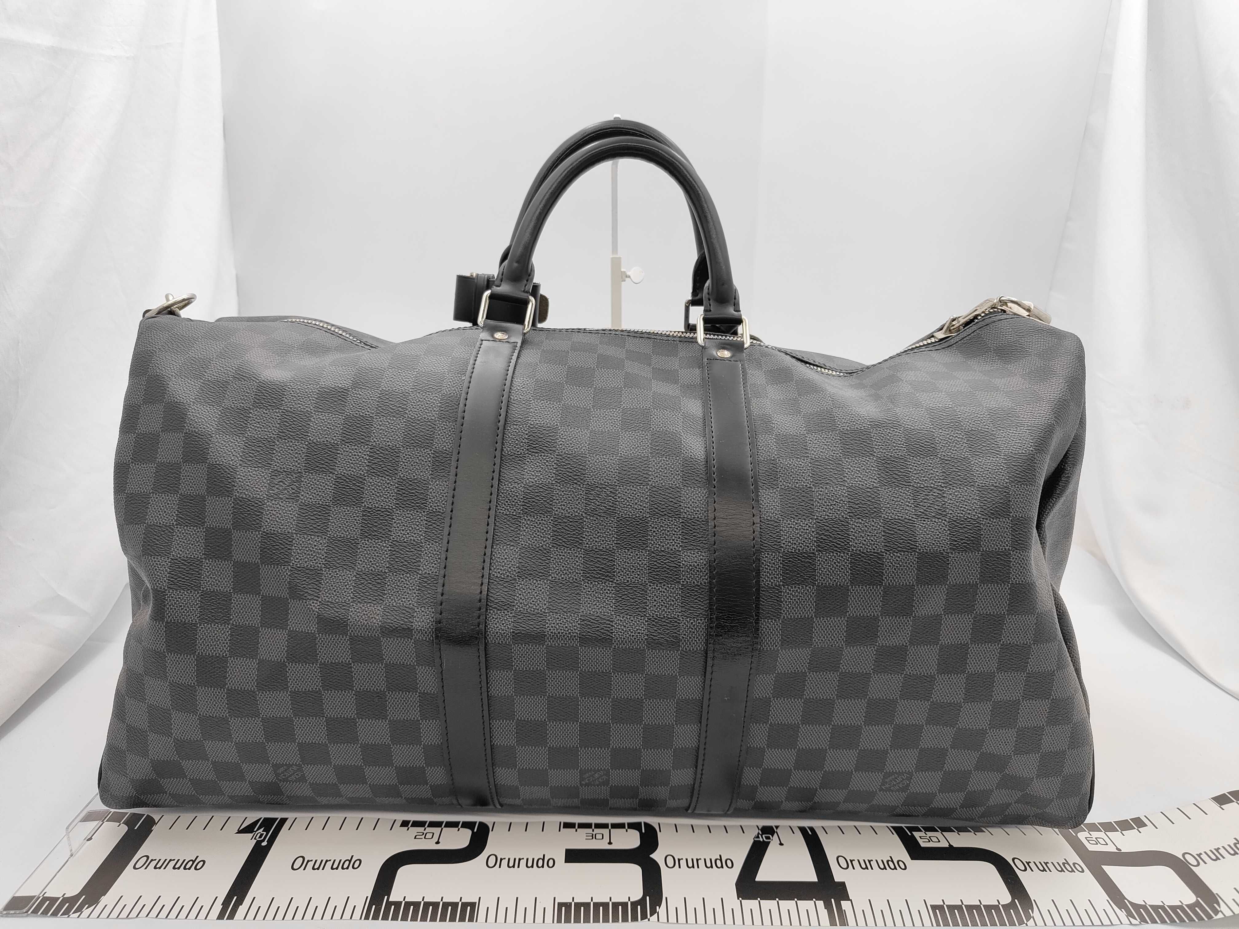 N41413 Damier Graphite Keepall 55 Bandoulière Boston Bag with Shoulder Strap, Name Tag, Handle Strap, and Padlock — view 2