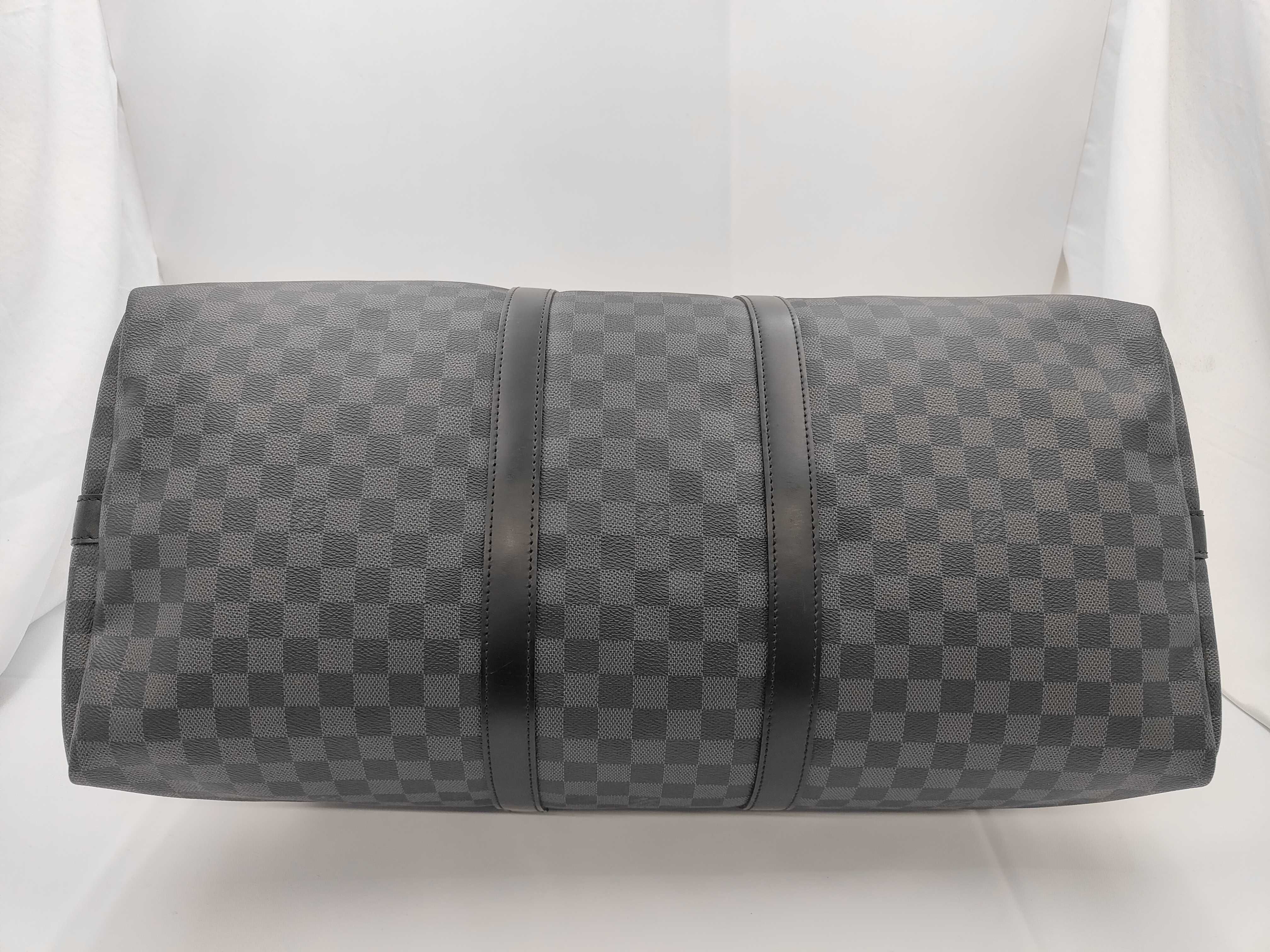 N41413 Damier Graphite Keepall 55 Bandoulière Boston Bag with Shoulder Strap, Name Tag, Handle Strap, and Padlock — view 6