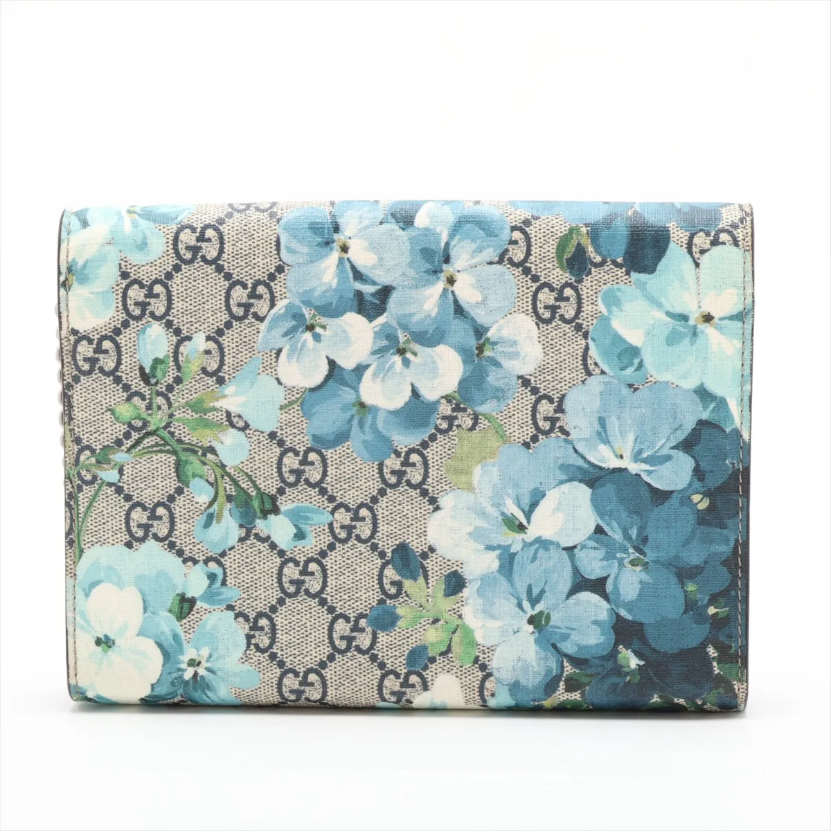 GG Blooms Dionysus 401231 PVC x Leather Chain Wallet Blue x Beige — view 2