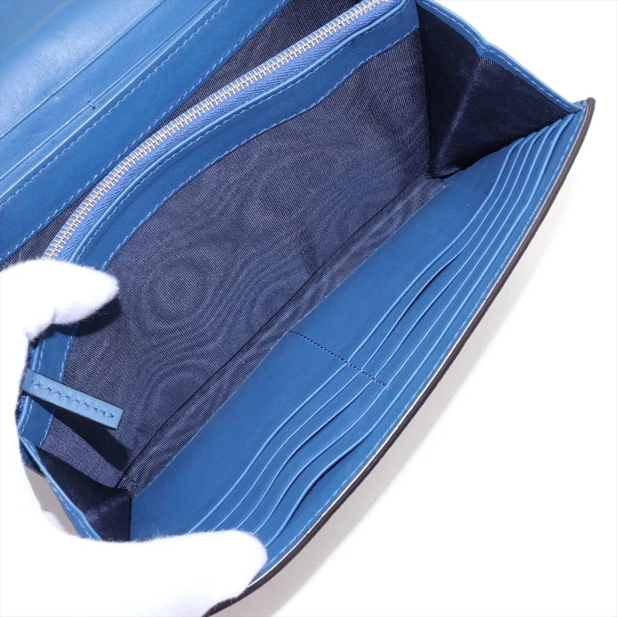 GG Blooms Dionysus 401231 PVC x Leather Chain Wallet Blue x Beige — view 10