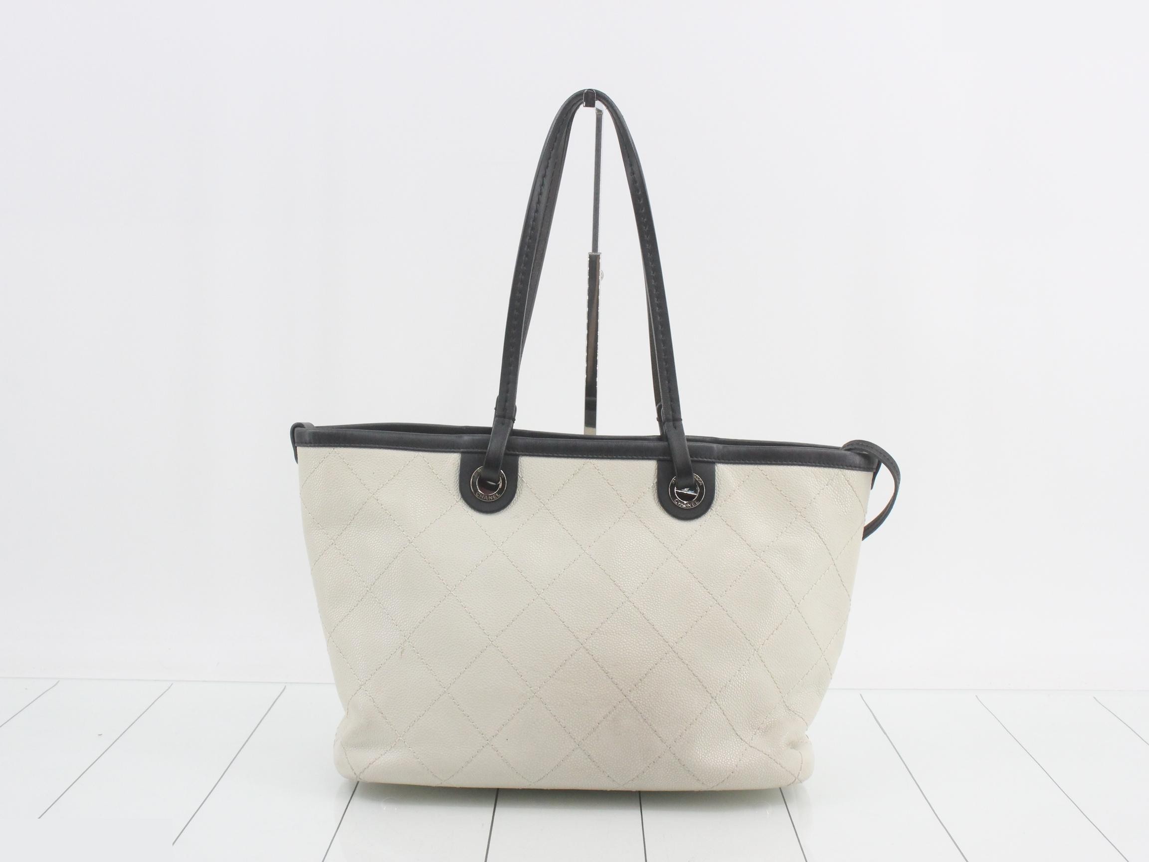 Coco Charm Included Matelassé Caviar Skin Tote Bag with Pouch — view 2