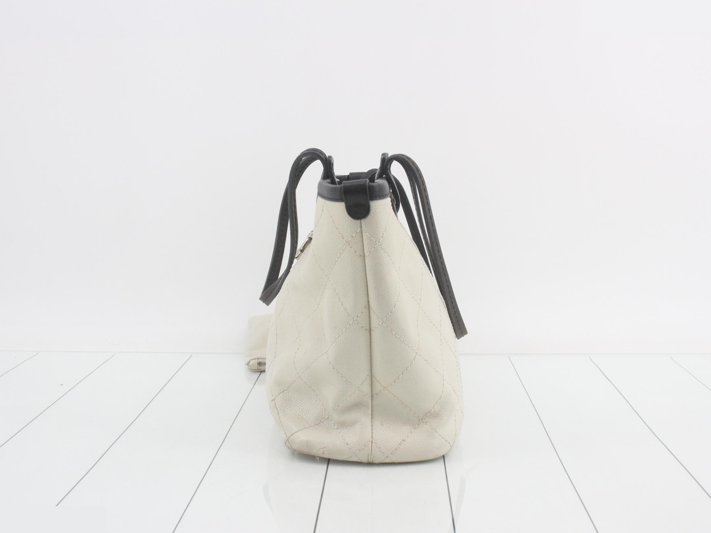 Coco Charm Included Matelassé Caviar Skin Tote Bag with Pouch — view 3
