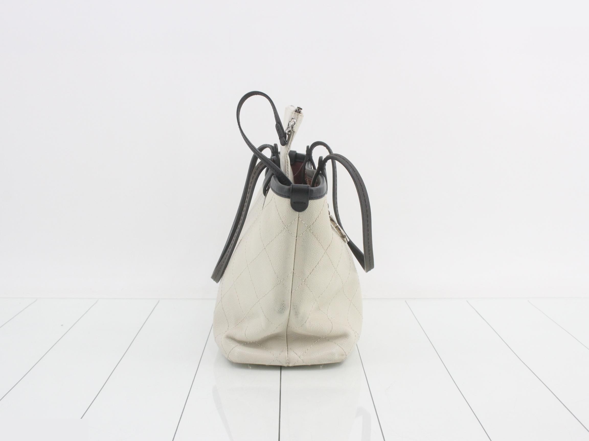 Coco Charm Included Matelassé Caviar Skin Tote Bag with Pouch — view 4