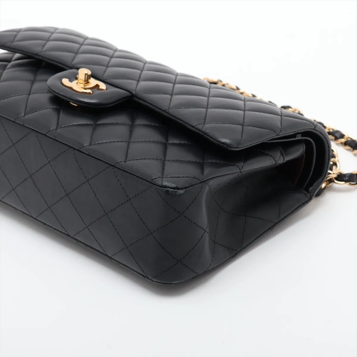 [Individually packaged] Chanel Matelassé 25 Lambskin Double Flap Double Chain Bag, Black with Gold Hardware, 21598458, Series 21, A01112 — view 3