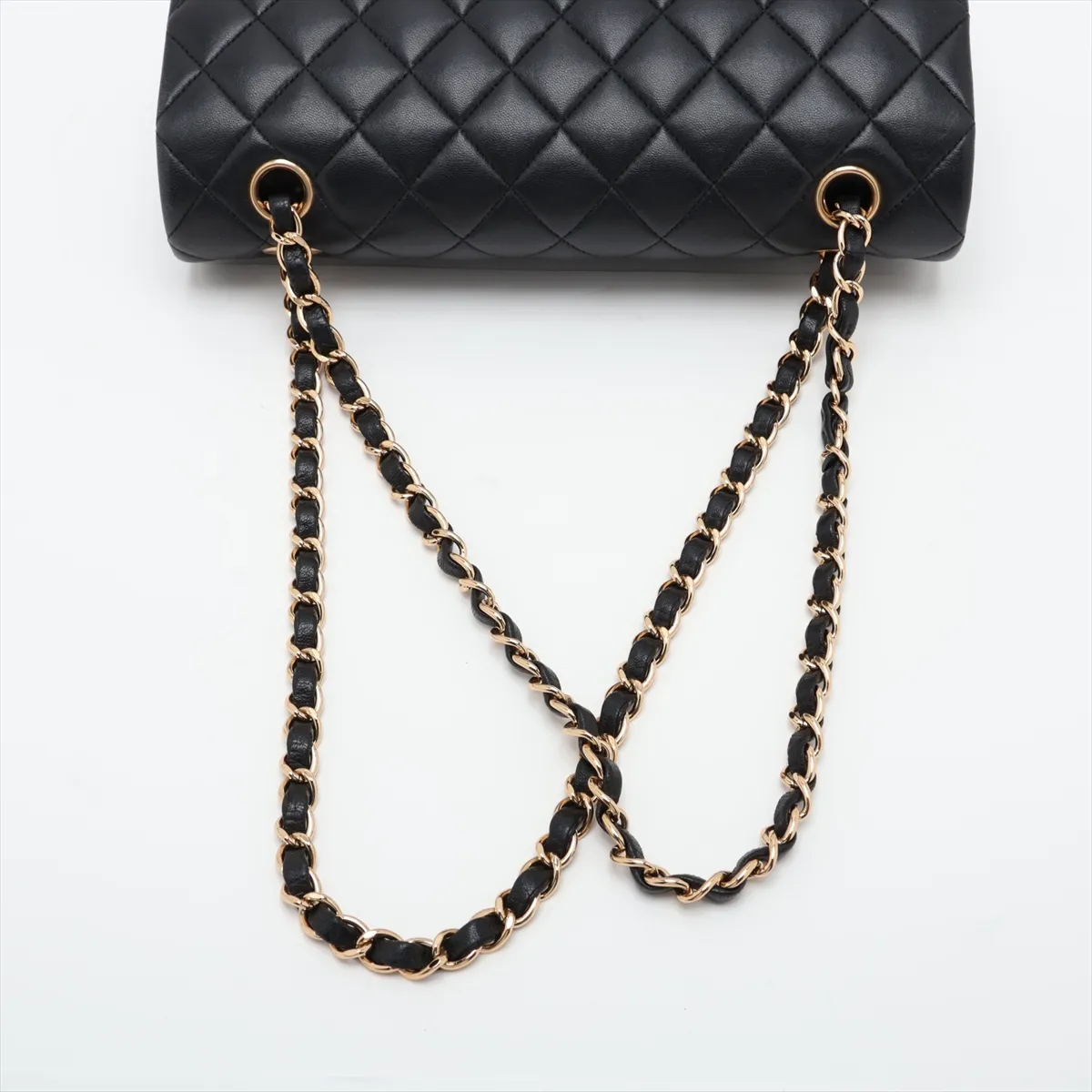 [Individually packaged] Chanel Matelassé 25 Lambskin Double Flap Double Chain Bag, Black with Gold Hardware, 21598458, Series 21, A01112 — view 5