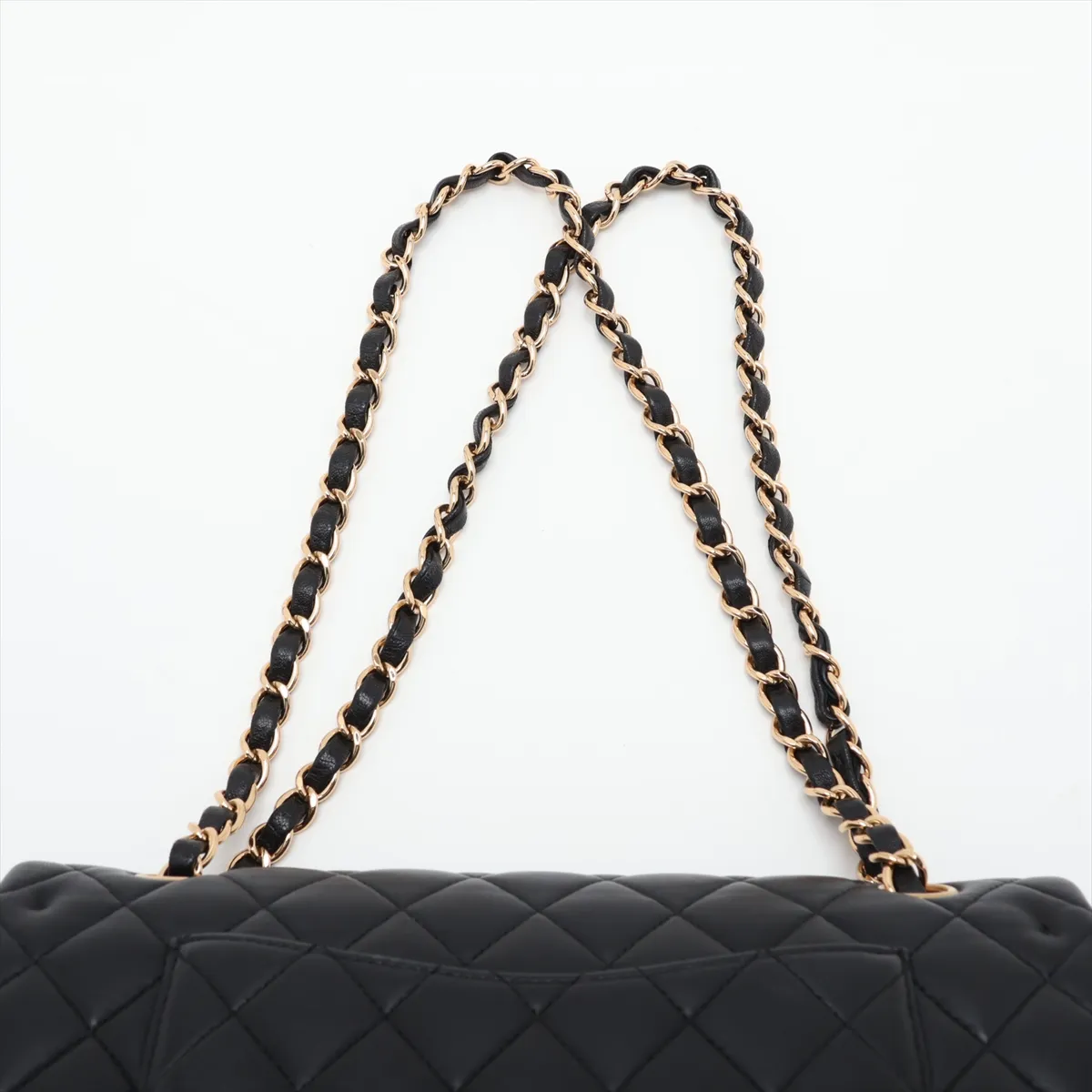 [Individually packaged] Chanel Matelassé 25 Lambskin Double Flap Double Chain Bag, Black with Gold Hardware, 21598458, Series 21, A01112 — view 6