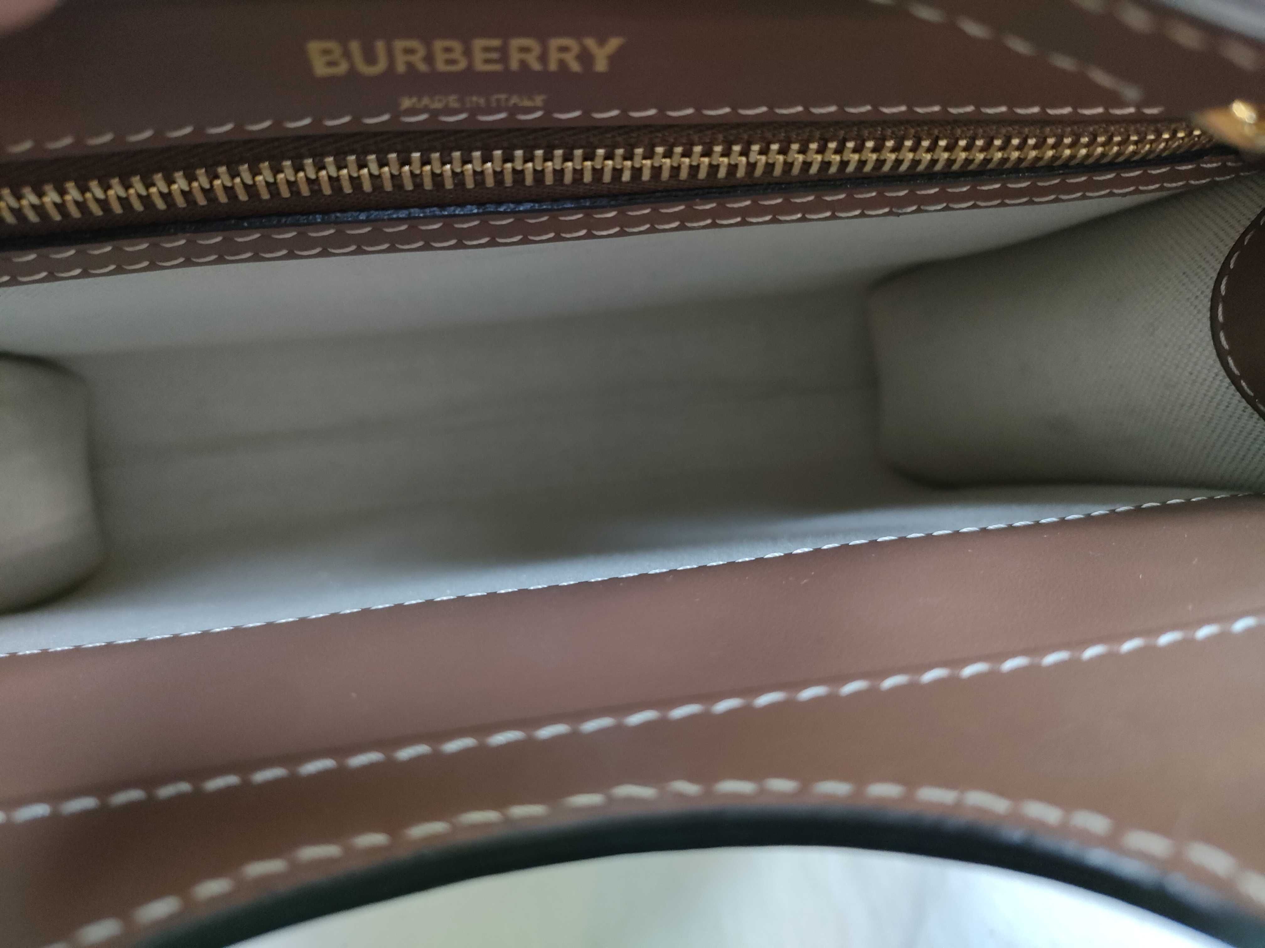 Mini Two-Tone Canvas x Leather 2-Way Handbag (Beige x Brown) — view 8