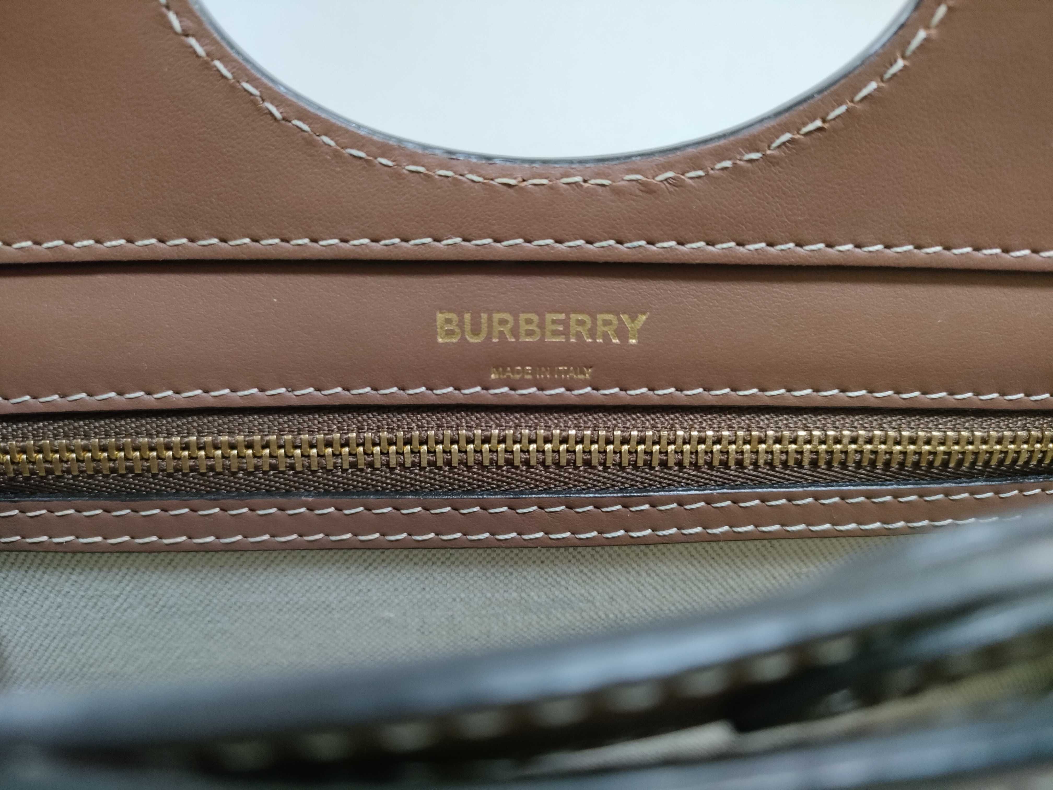 Mini Two-Tone Canvas x Leather 2-Way Handbag (Beige x Brown) — view 9