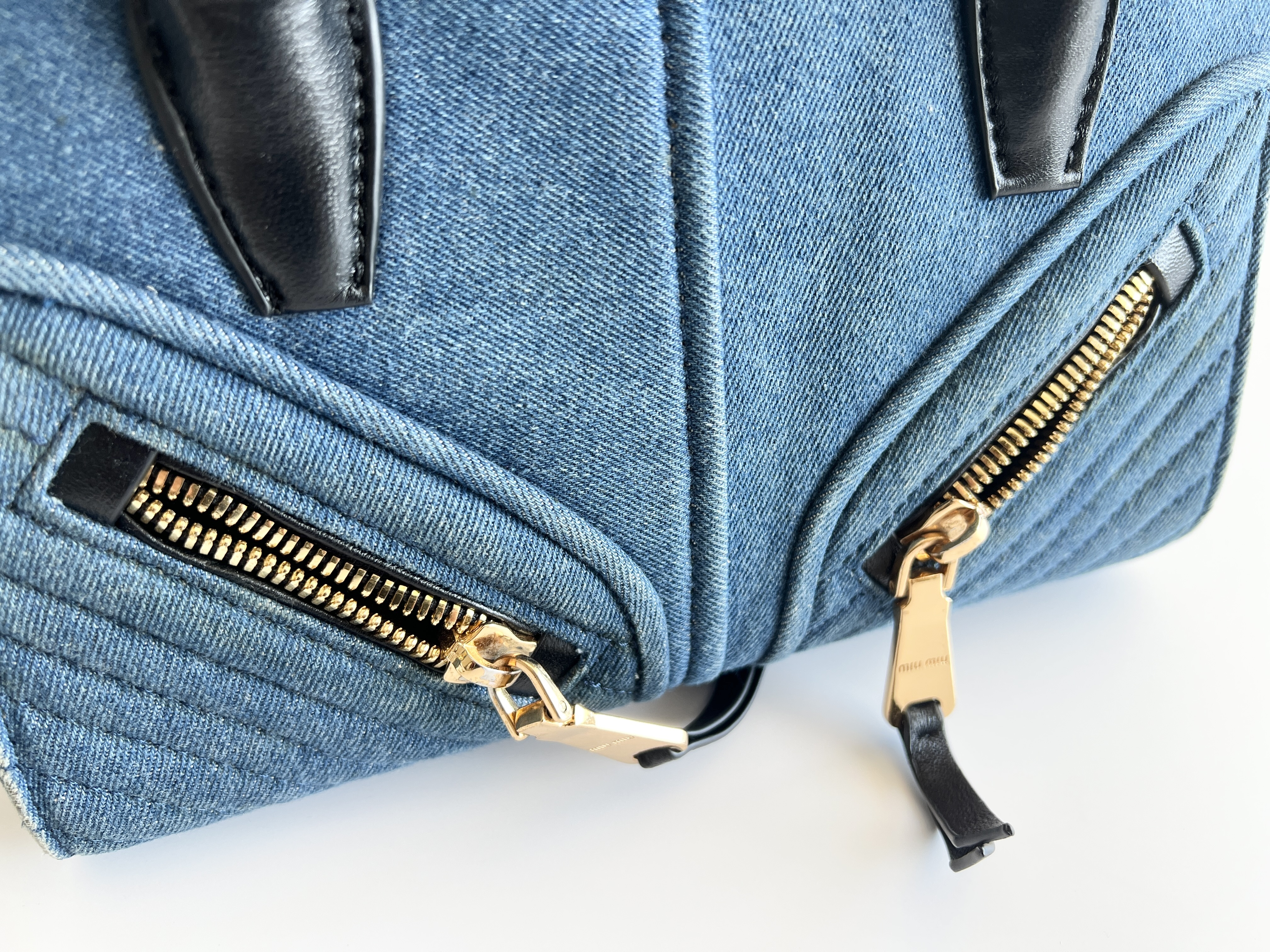 Biker Denim Quilted Leather Tote Bag Handbag — view 11