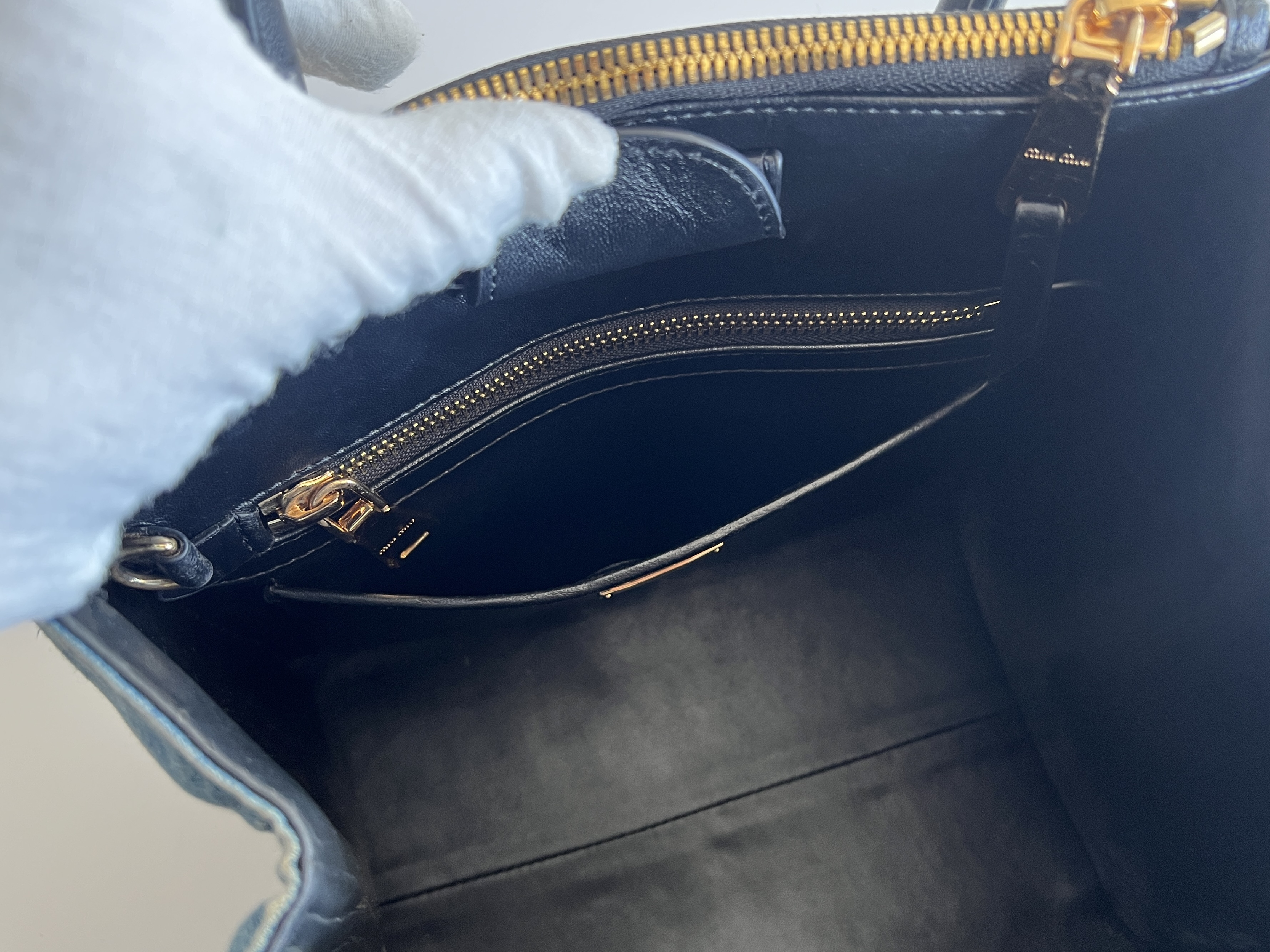 Biker Denim Quilted Leather Tote Bag Handbag — view 7