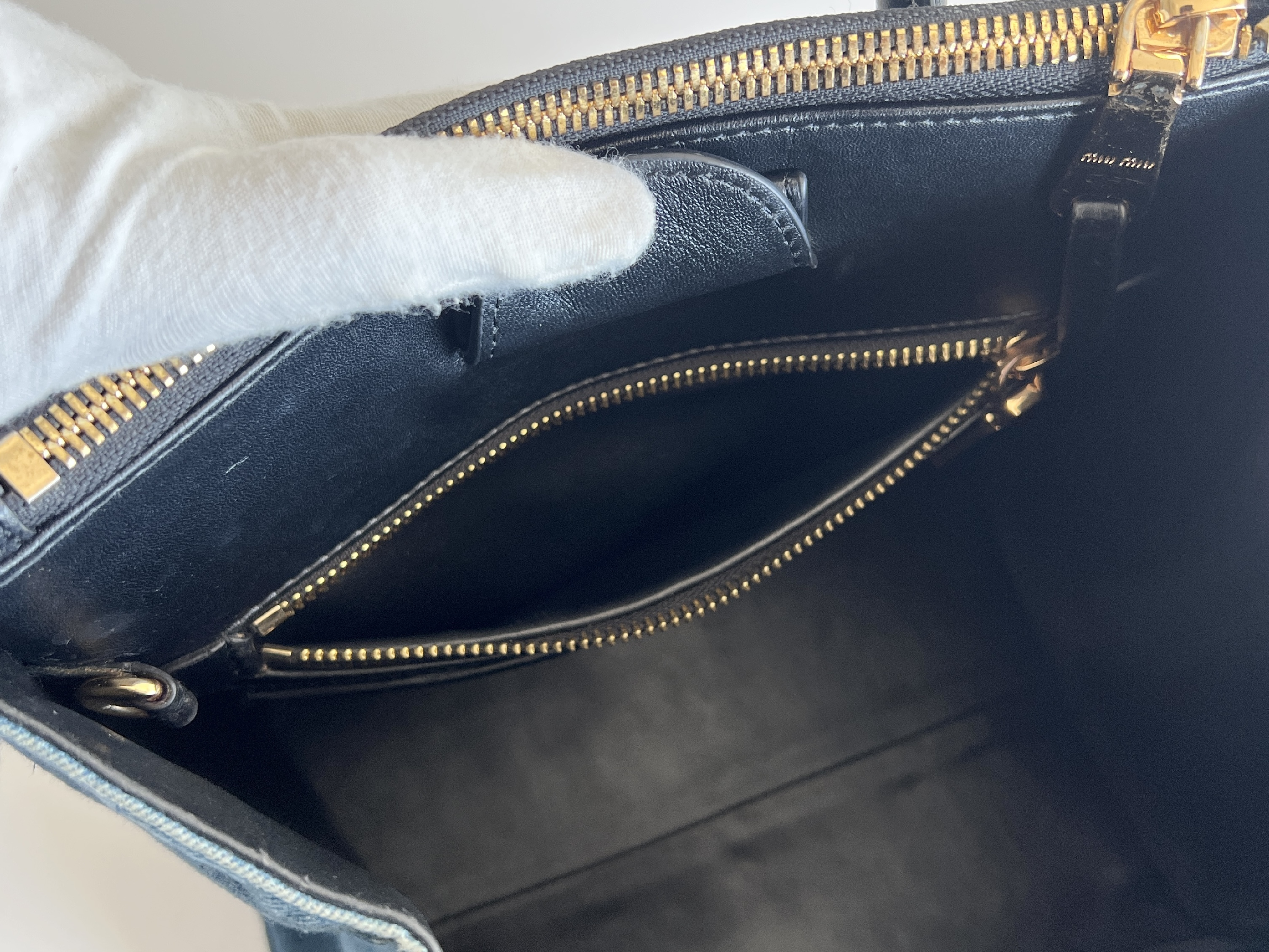 Biker Denim Quilted Leather Tote Bag Handbag — view 8