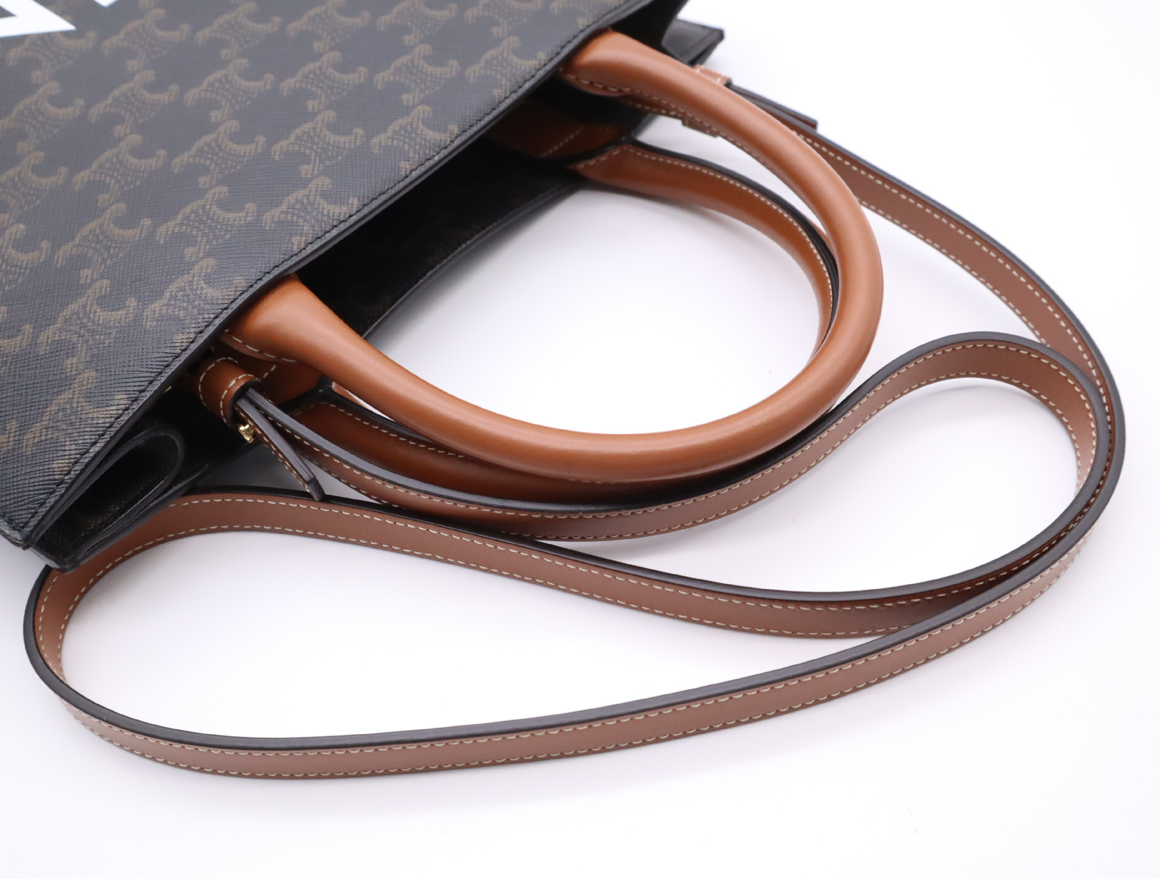 191542BZK Leather Triomphe Cabas Vertical Tote F-LM-2211 F-AT-1271 Tote bag with shoulder strap and dust bag — view 12