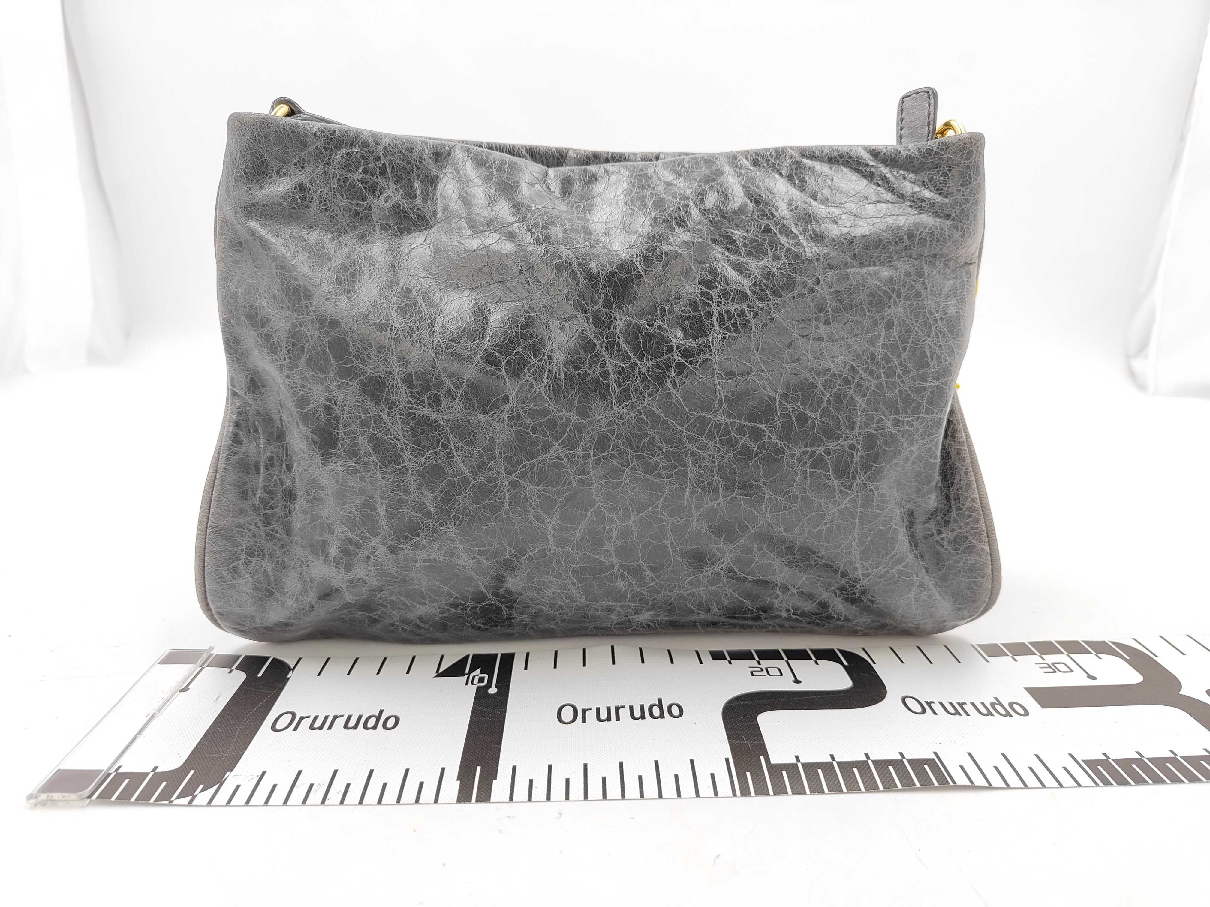 Vitello Luxe Dark Gray Shoulder Bag with Charm — view 2