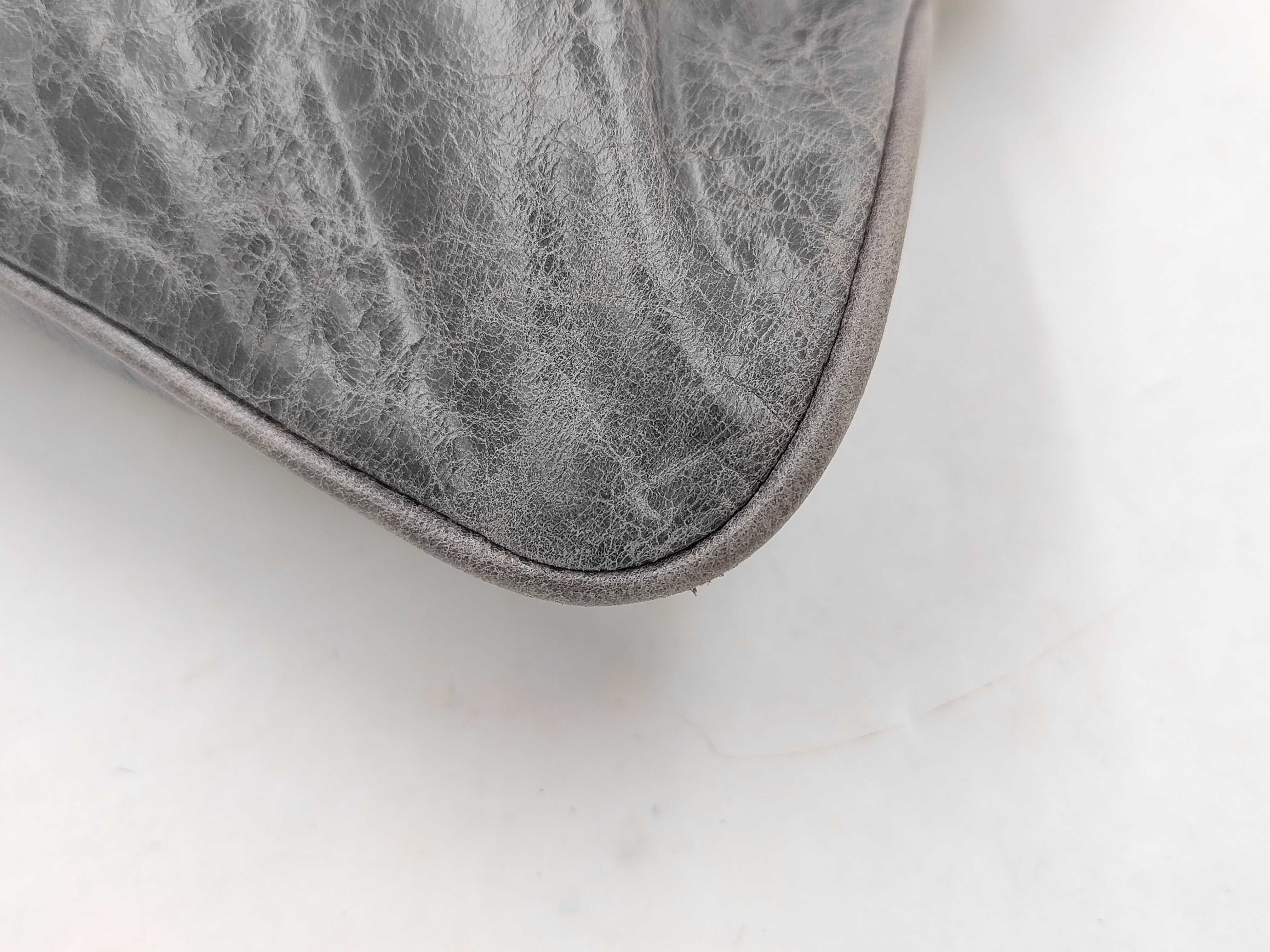 Vitello Luxe Dark Gray Shoulder Bag with Charm — view 4