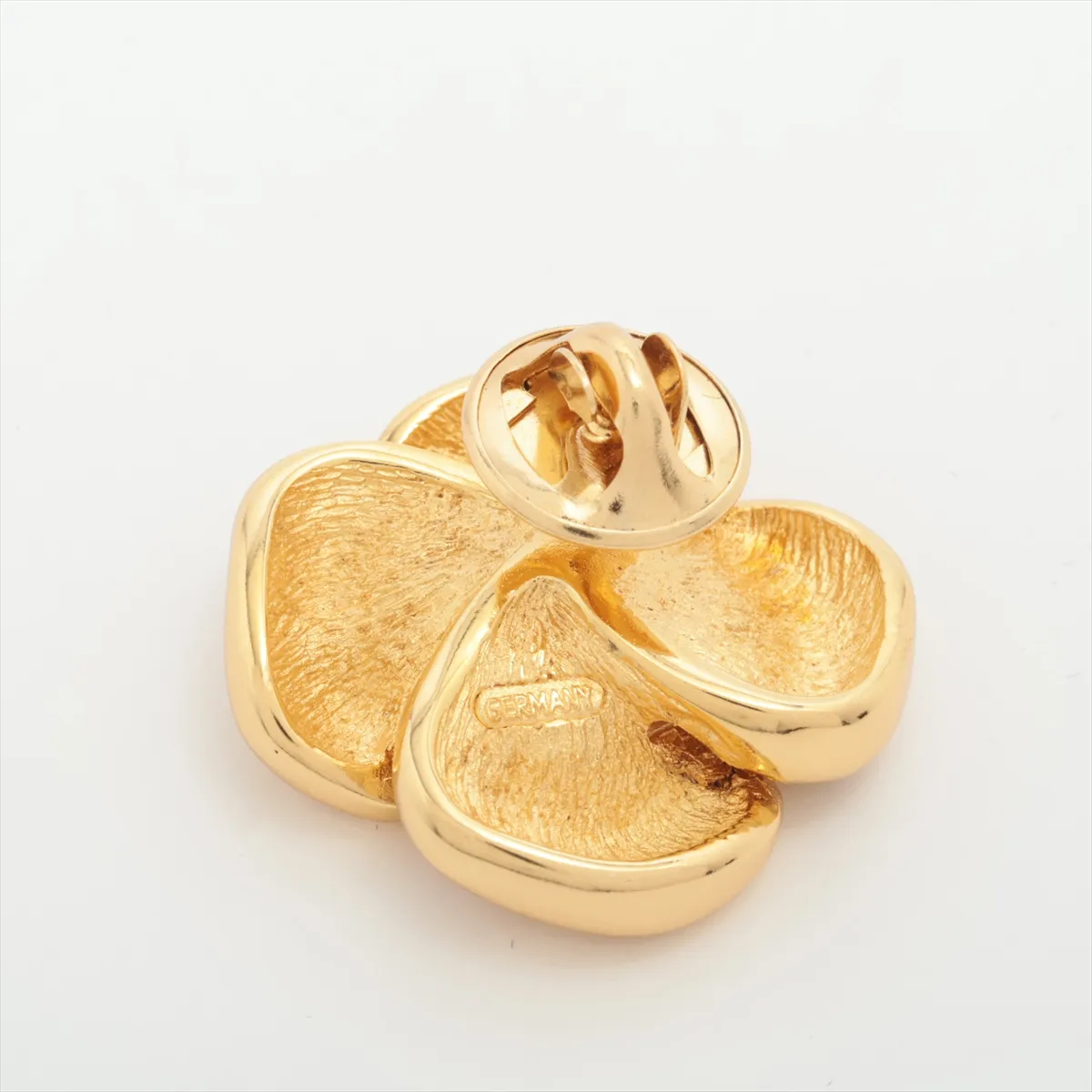 Flower Brooch, GP x Rhinestone, Gold, — view 2