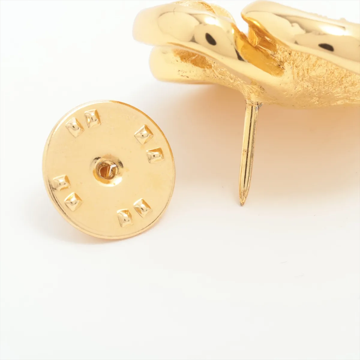 Flower Brooch, GP x Rhinestone, Gold, — view 3
