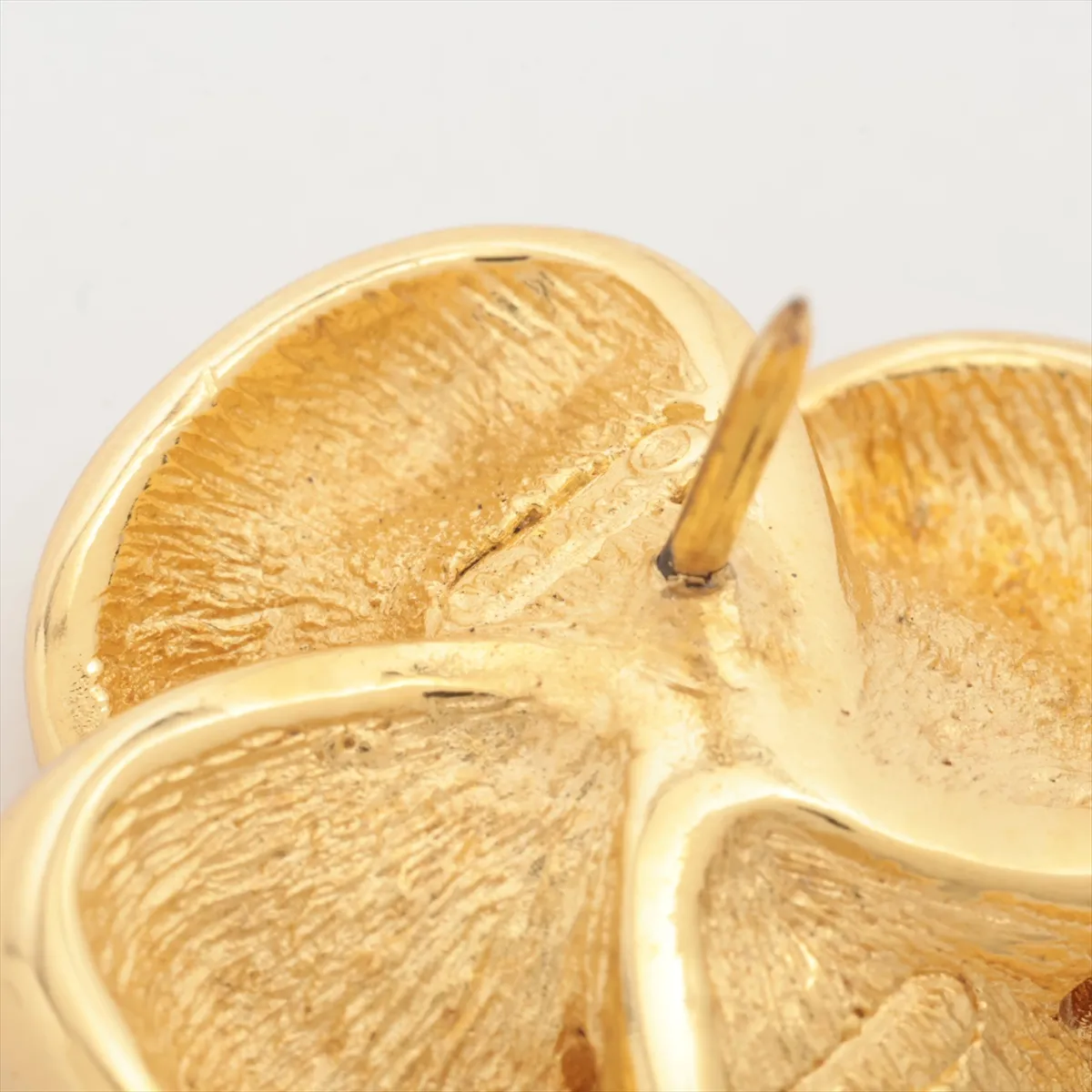 Flower Brooch, GP x Rhinestone, Gold, — view 4