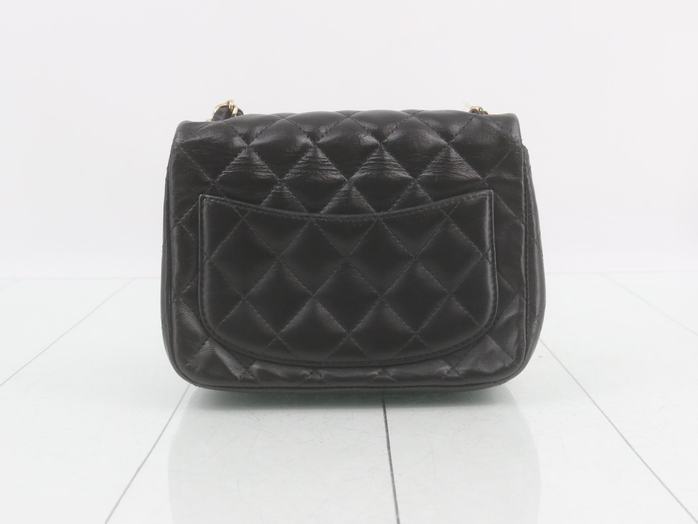 Matelassé lambskin chain handbag, black — view 2