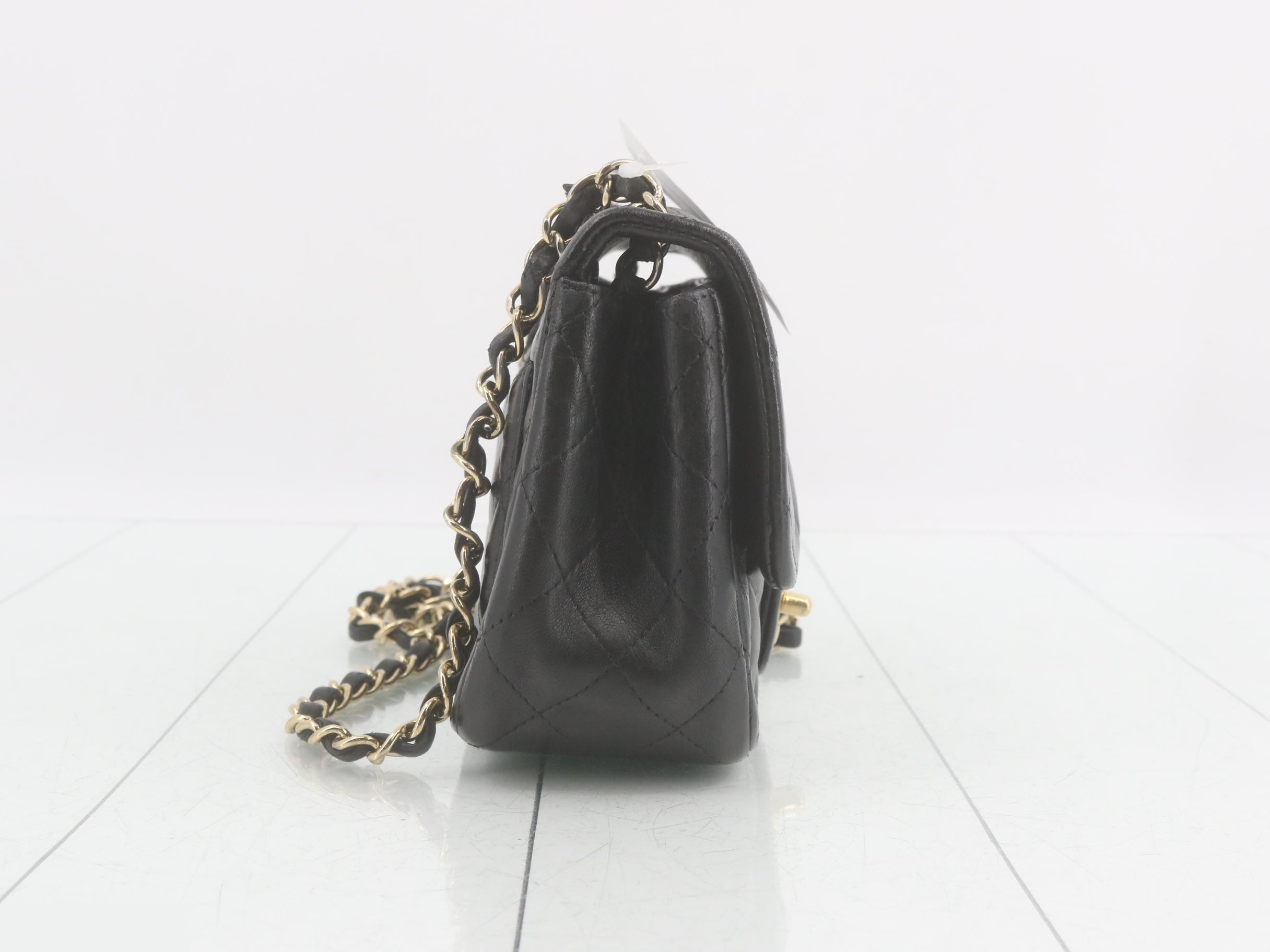 Matelassé lambskin chain handbag, black — view 4
