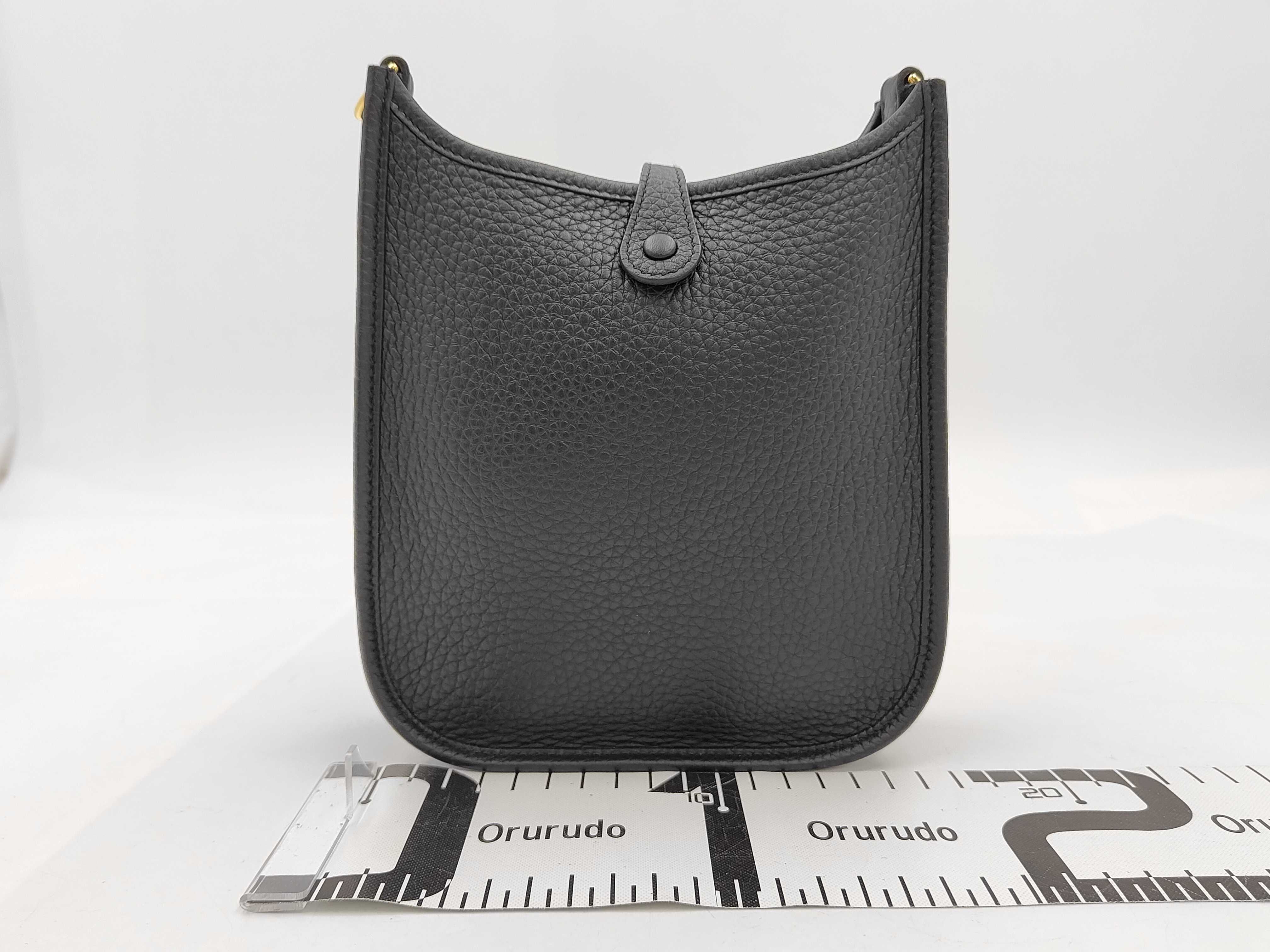 Evelyne Amazon 16 Taurillon Leather Shoulder Bag, Black with Gold Hardware, Gold Stamp — view 2