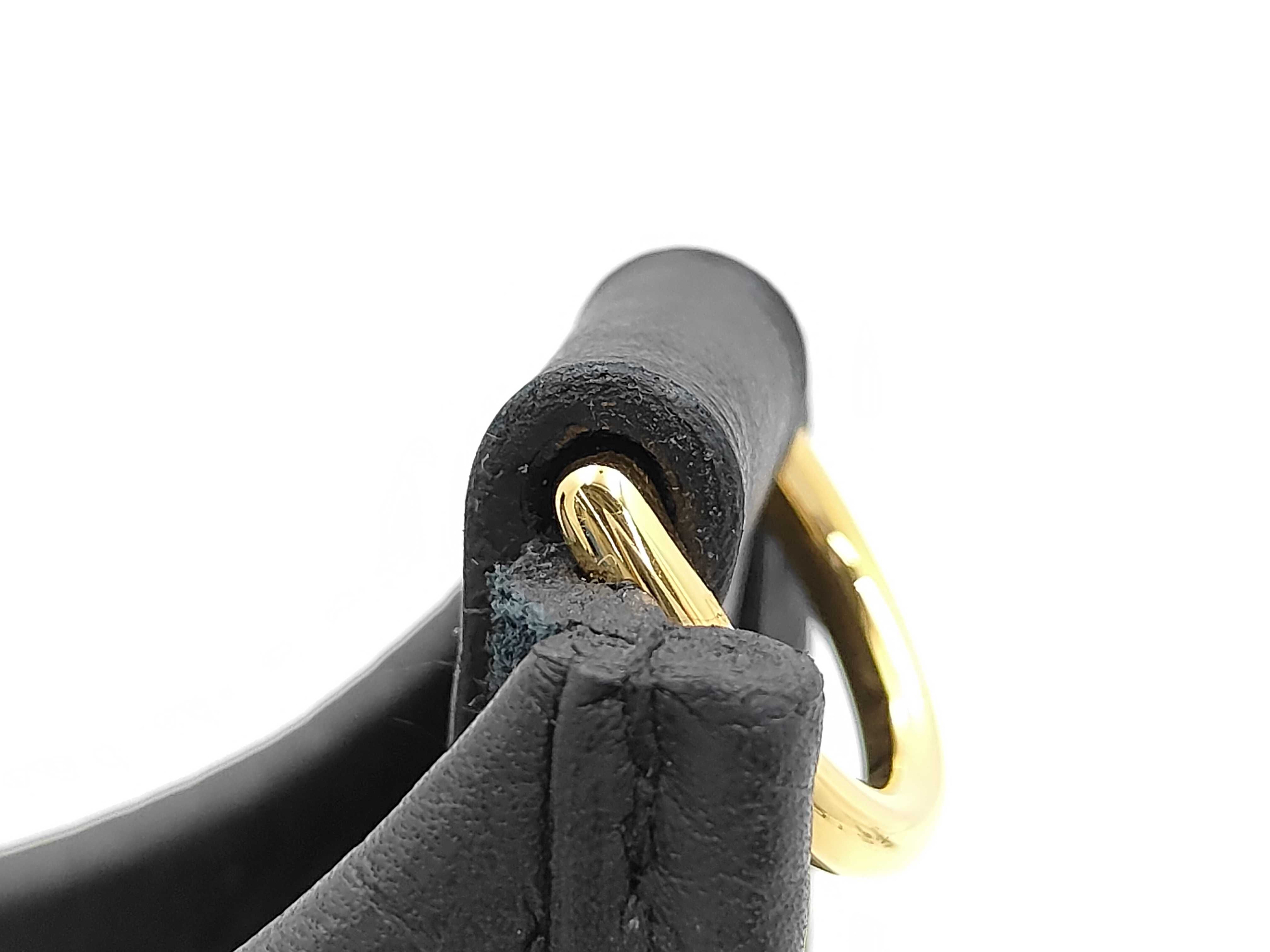 Evelyne Amazon 16 Taurillon Leather Shoulder Bag, Black with Gold Hardware, Gold Stamp — view 3
