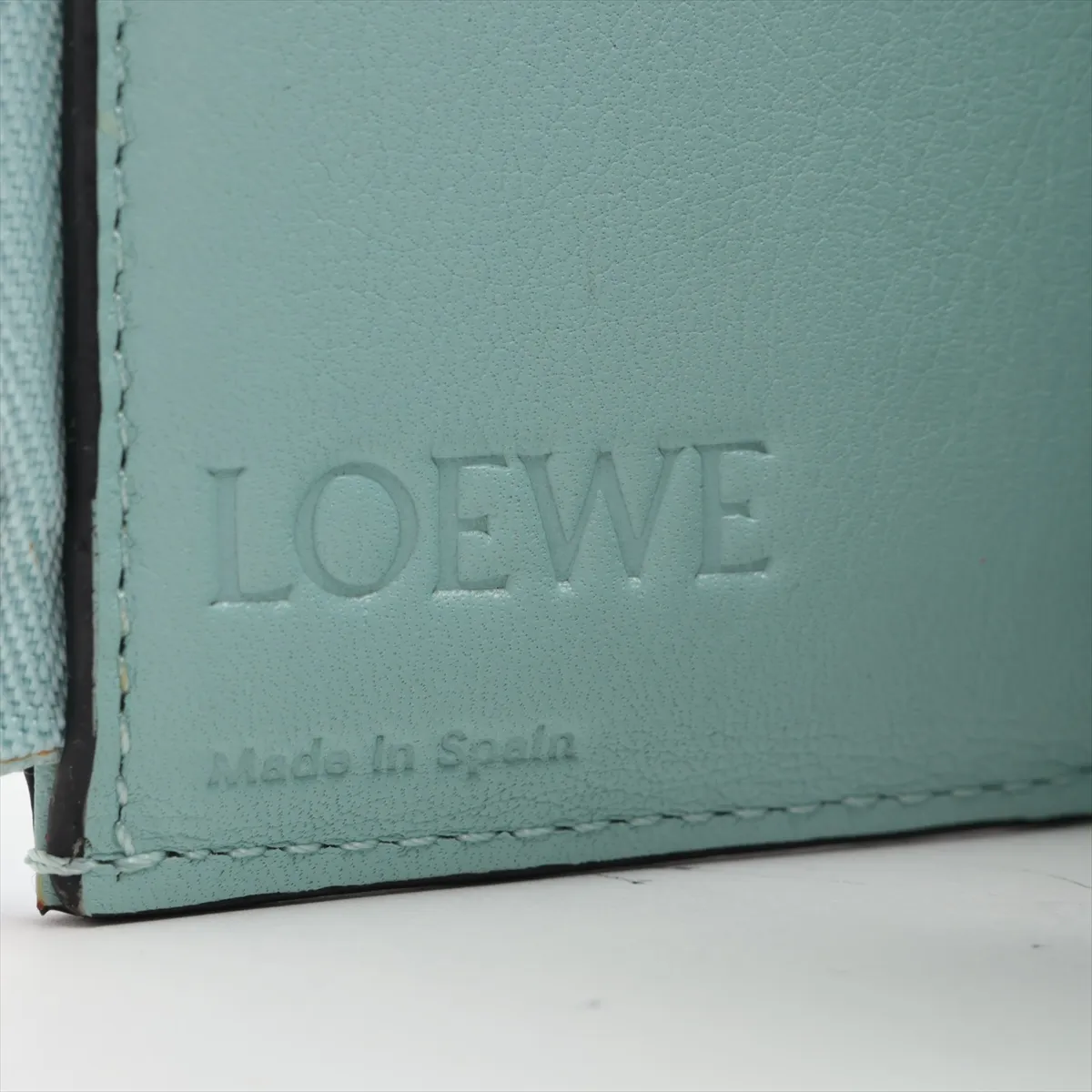 Anagram Leather Compact Wallet, Light Green — view 7