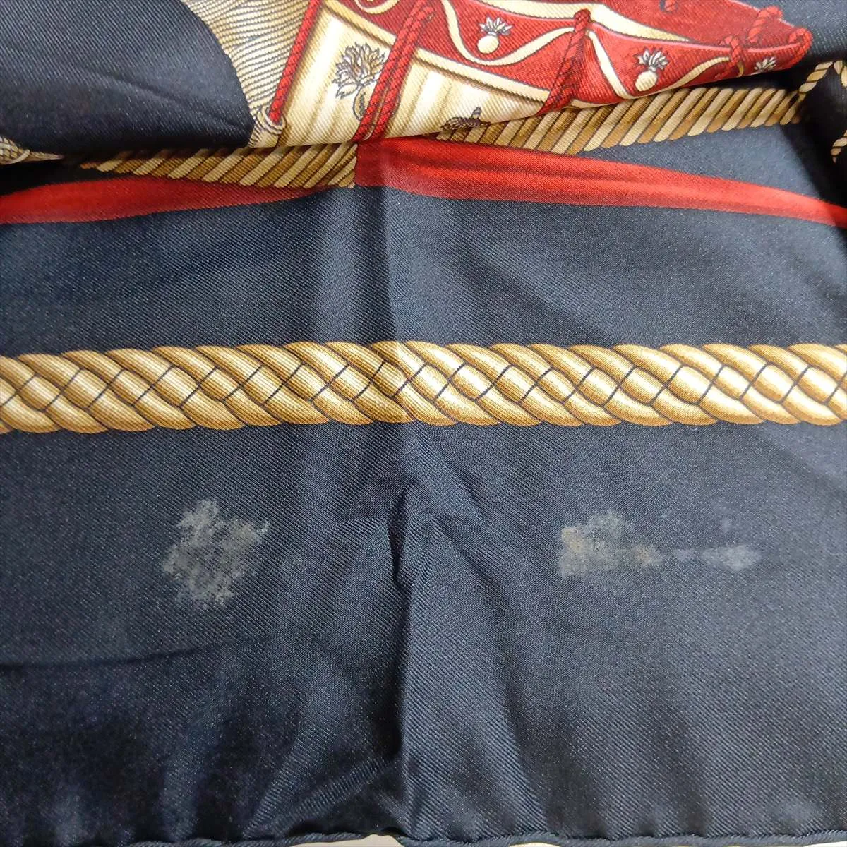 Carre 90 LES TAMBOURS Drum Scarf, Silk, Black. Shows signs of wear, including — view 8