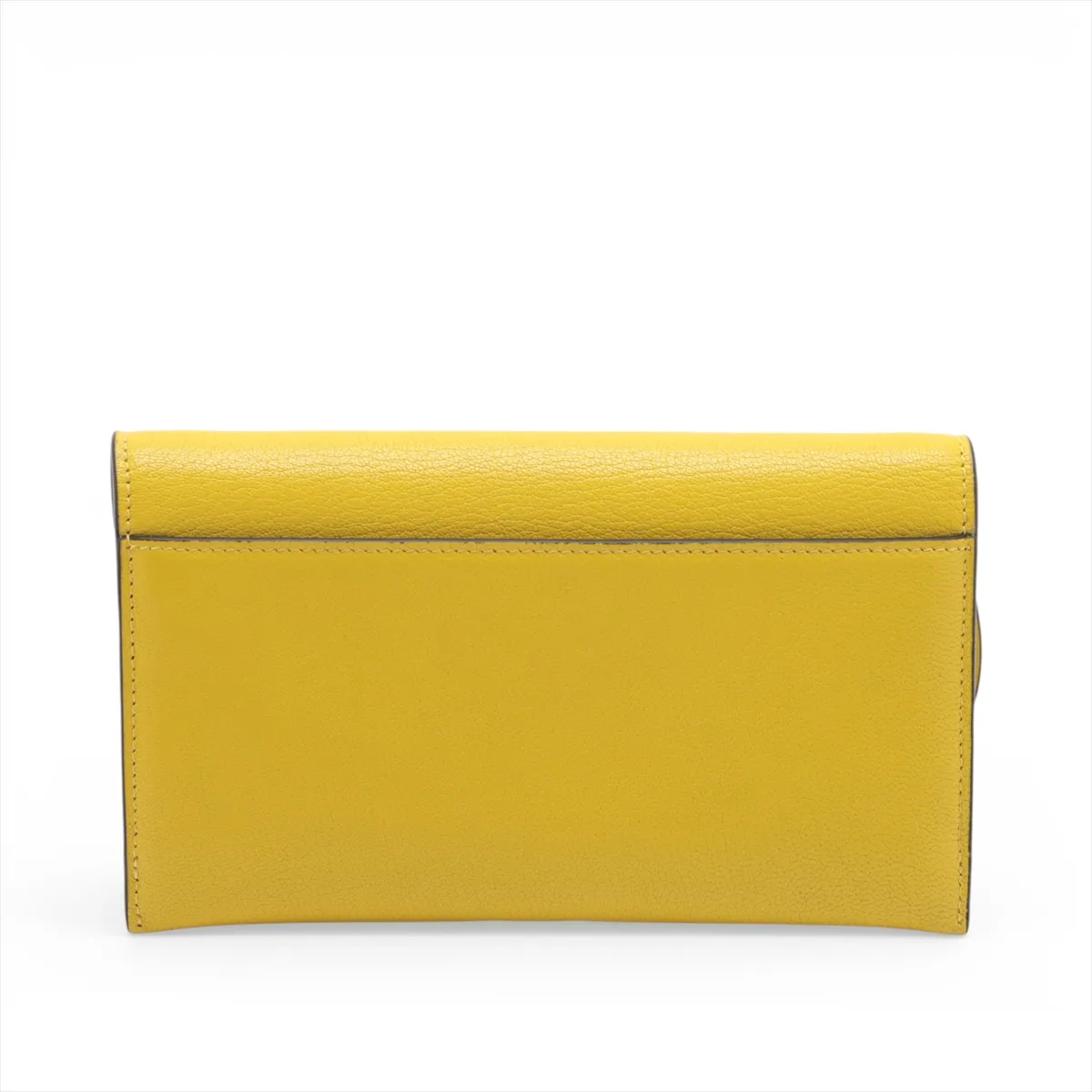 Saddle Leather Chain Wallet, Yellow — view 2